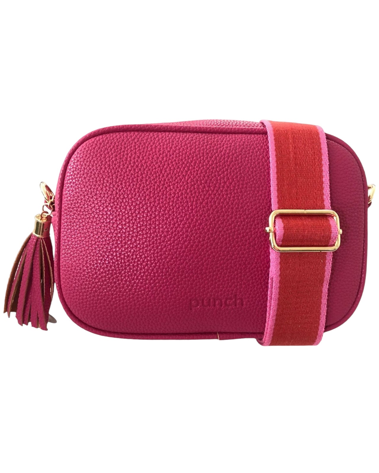 Pink Vegan Leather Rectangle Crossbody Bag