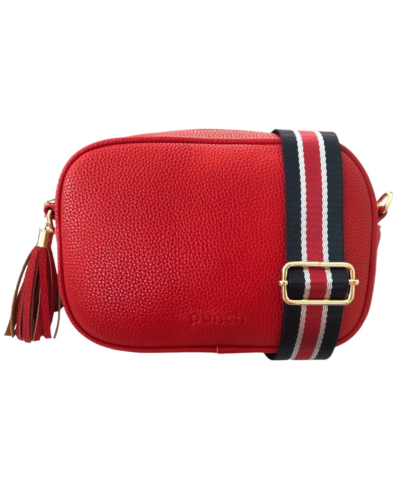 Red Vegan Leather Rectangle Crossbody Bag