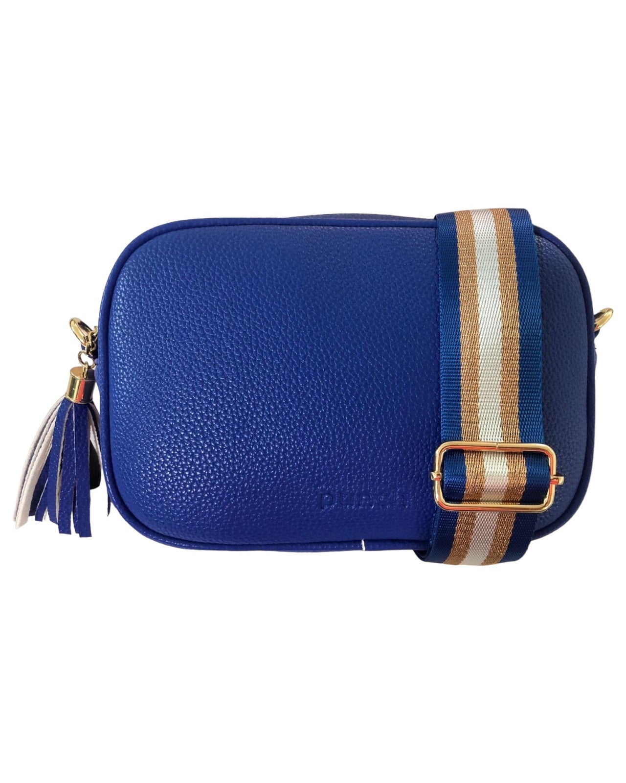 Blue Vegan Leather Rectangle Crossbody Bag