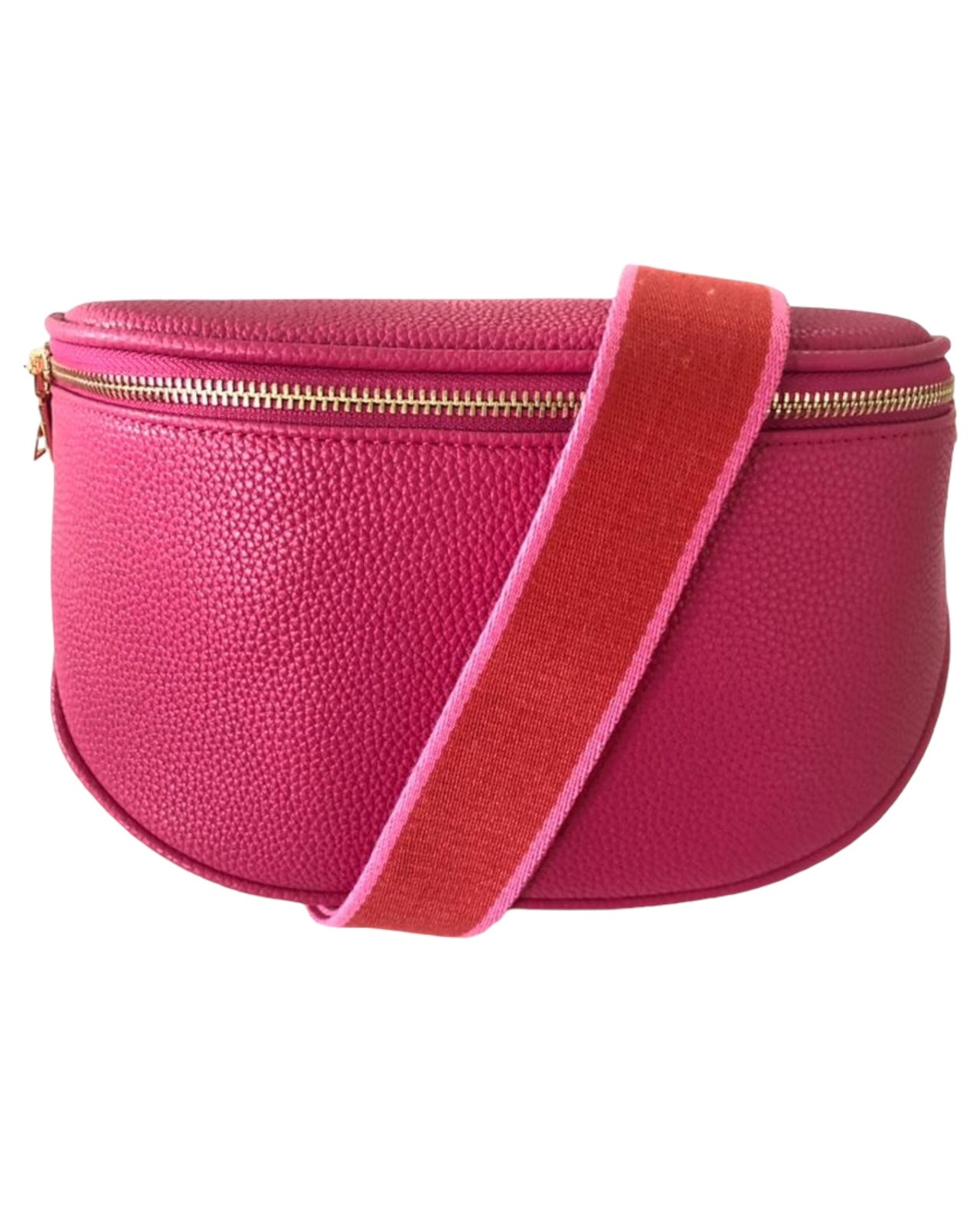 Pink Vegan Leather Sling Crossbody Bag