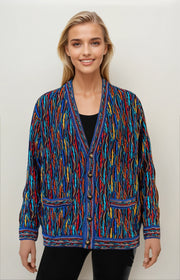 Wave - Bright V Cardigan Geccu 3D Multi Colour