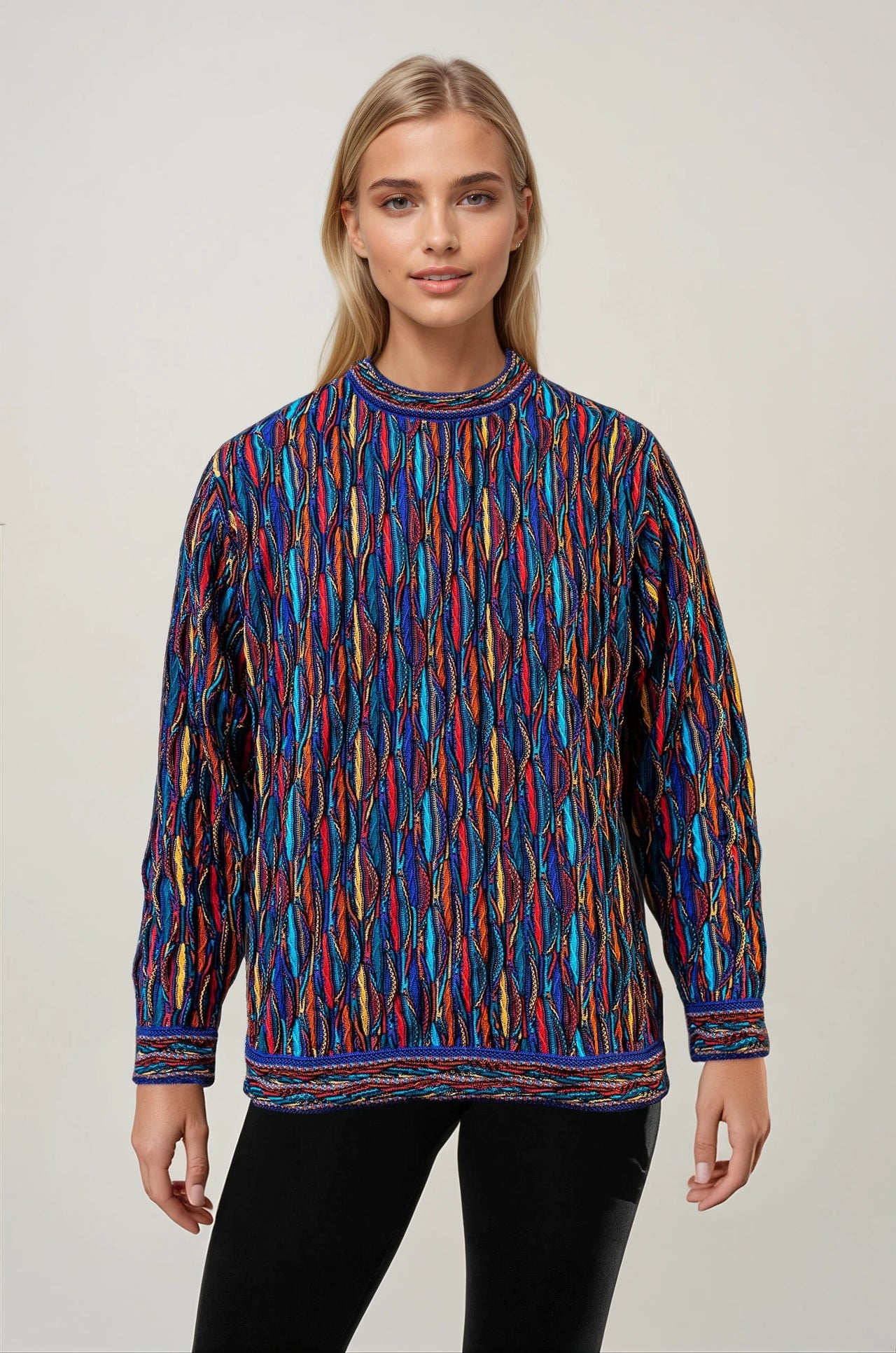 Wave - Bright Sweater Jumper Merino Wool 3D Geccu Knitwear