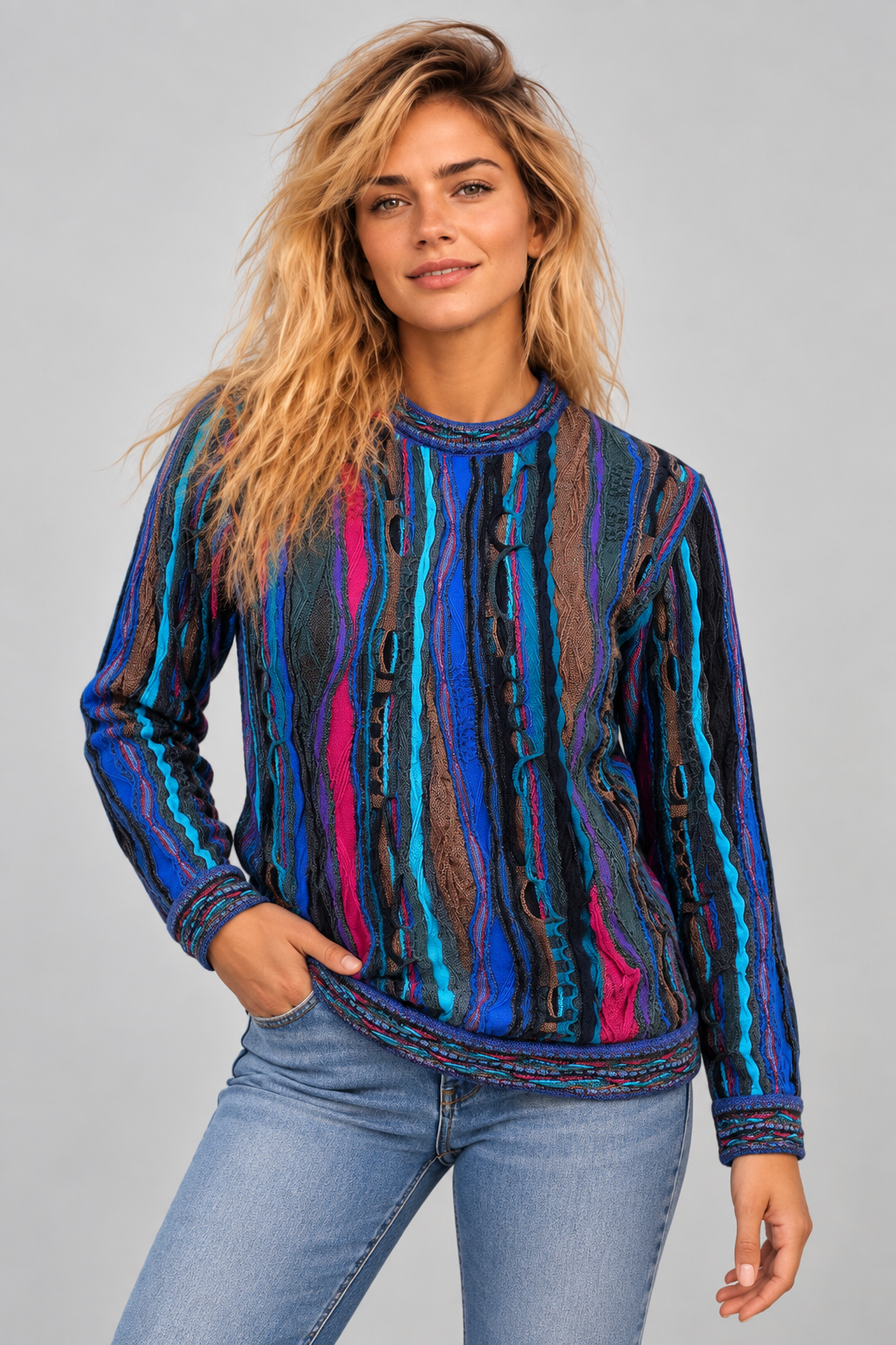Women’s Colourful Merino Wool Knit Sweater Jumper – Geccu Ocean Earth