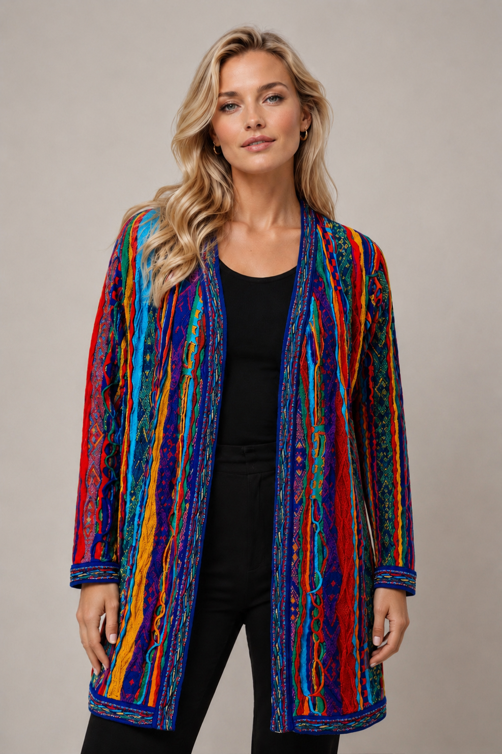 Kanga - Bright Ladies Swing Coat Merino Wool 3D Geccu Knitwear