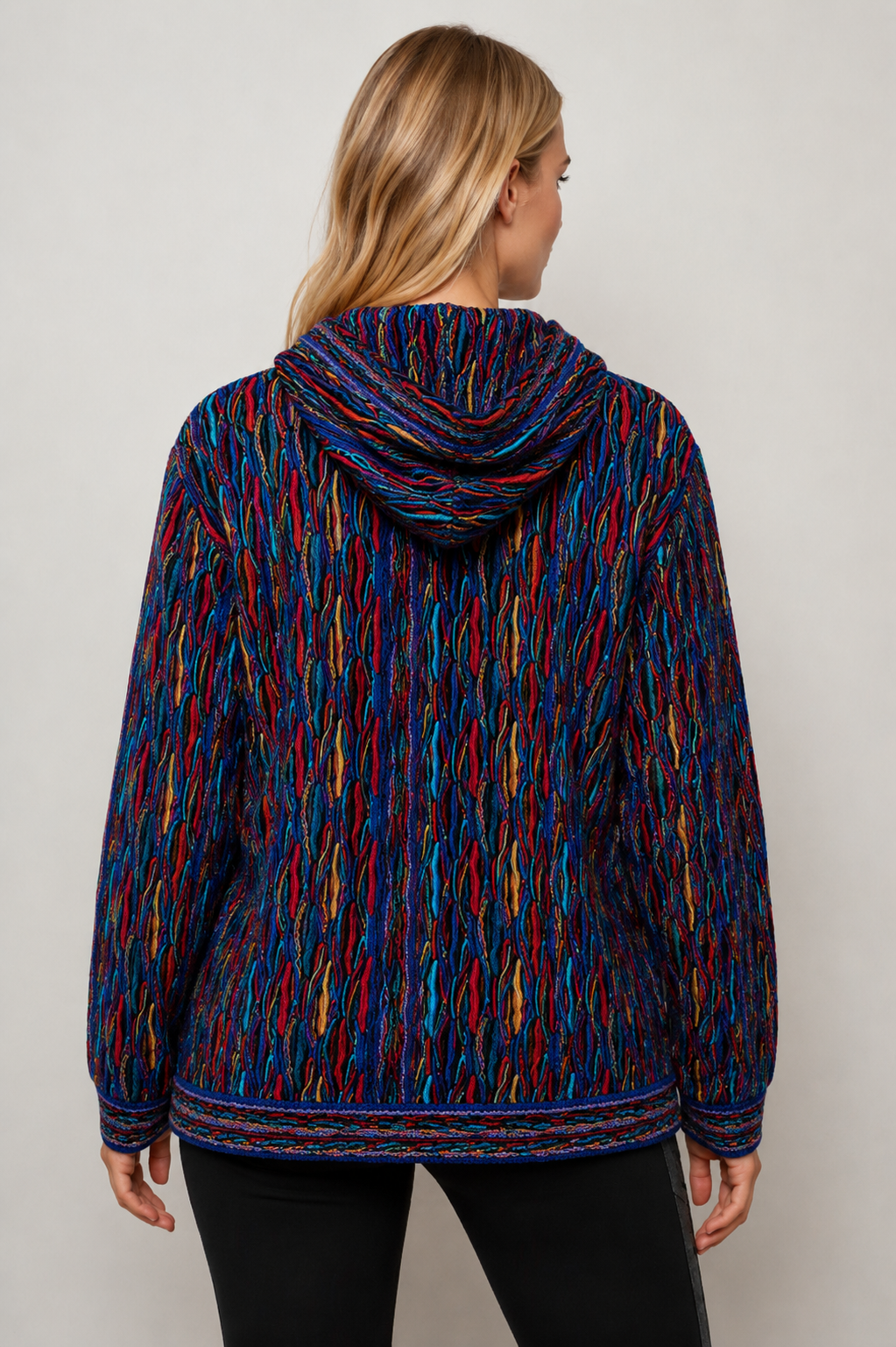 Wave - Bright Zip Hood Sweater Jacket Merino Wool 3D Geccu Knitwear
