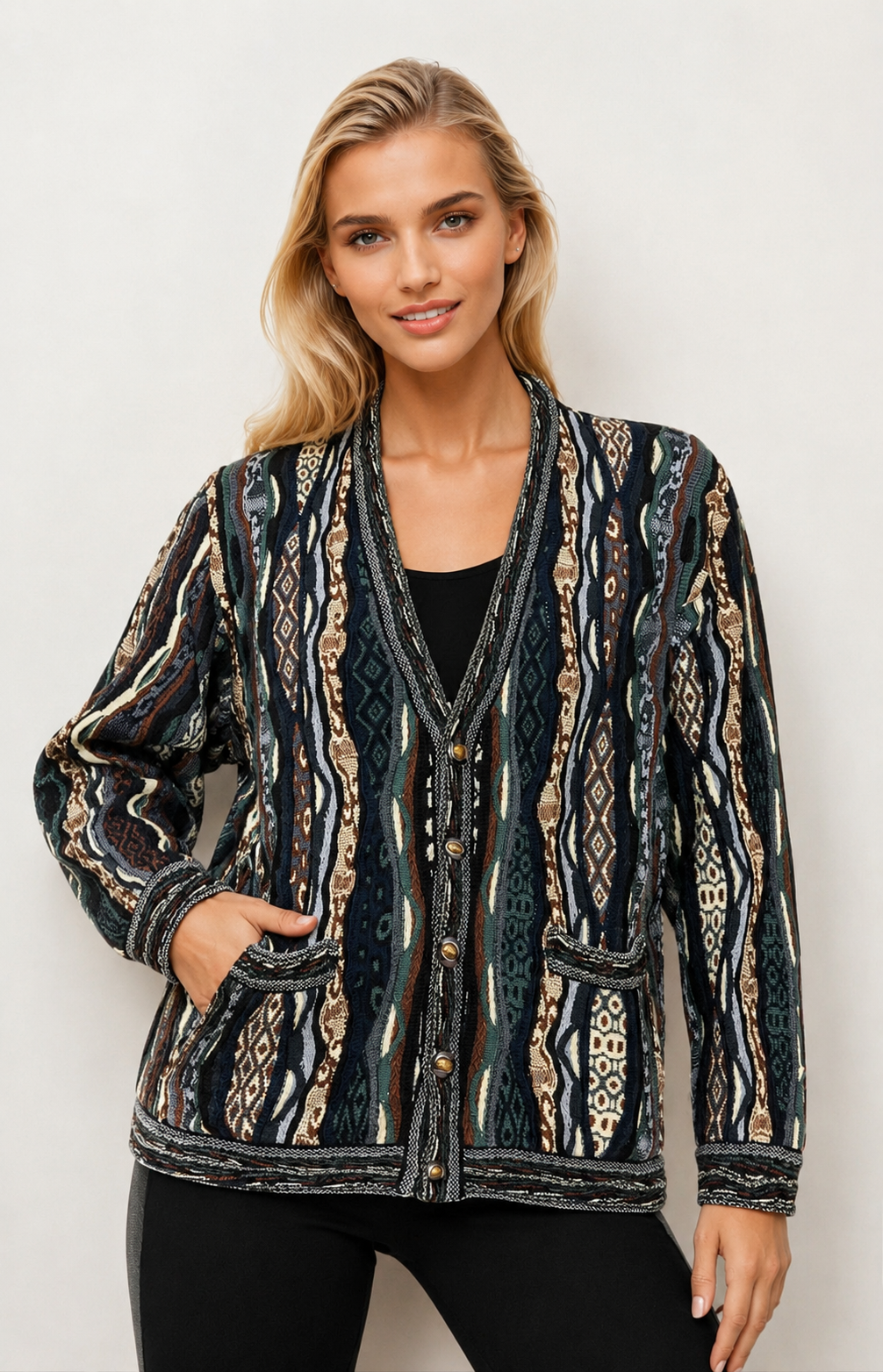 Force - Earth V Cardigan Merino Wool 3D Geccu Knitwear