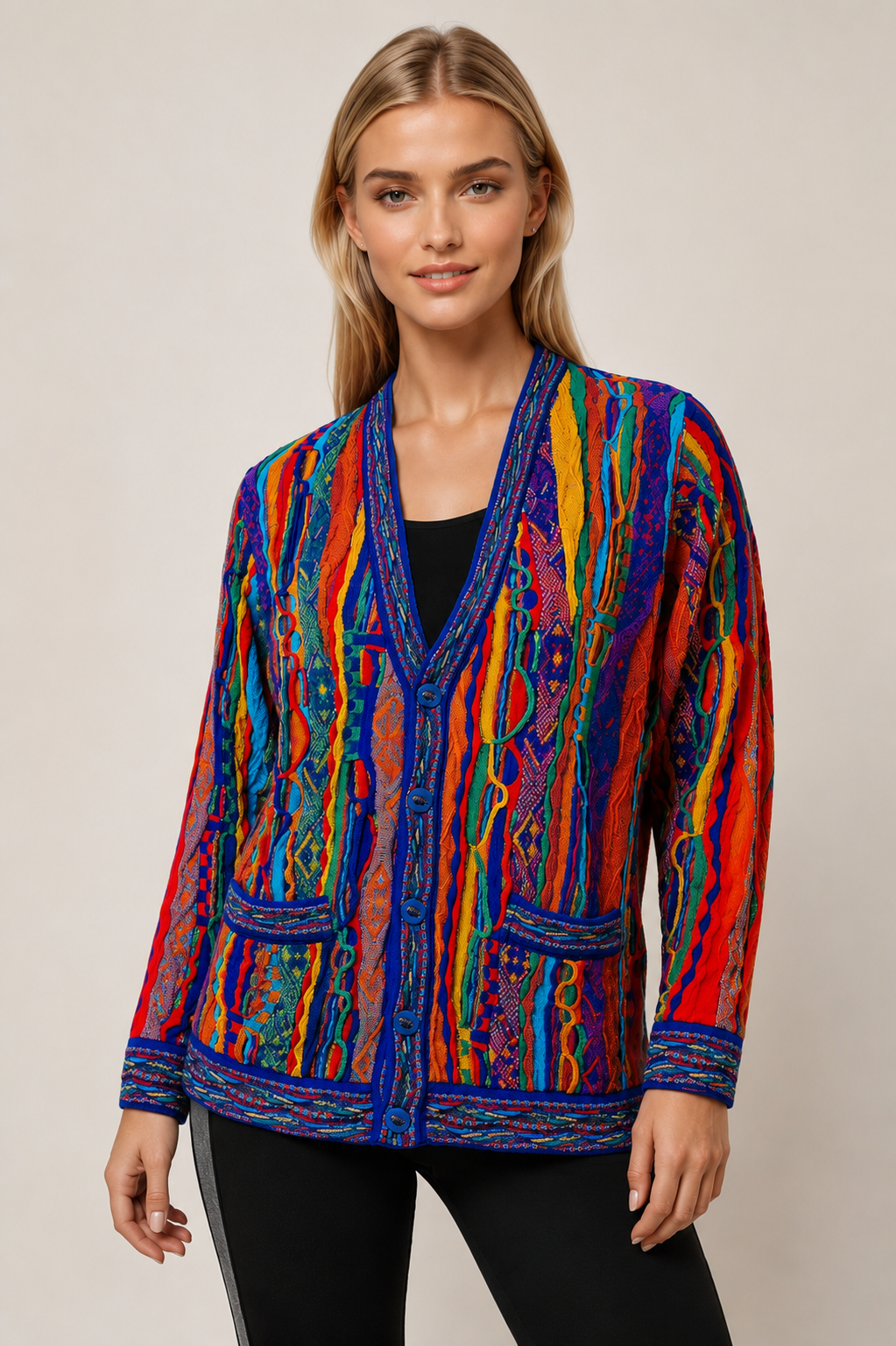 Kanga - Bright V Cardigan Merino Wool 3D Geccu Knitwear