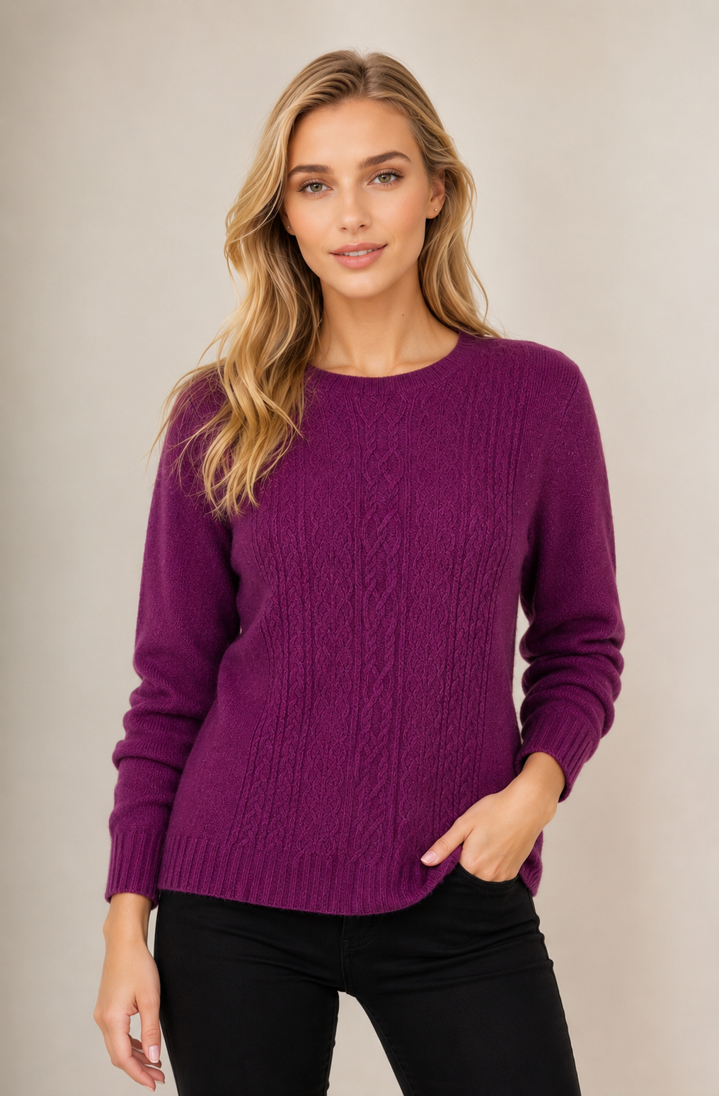 McDonald Women's Possum Merino Crew Neck Sweater - Berry