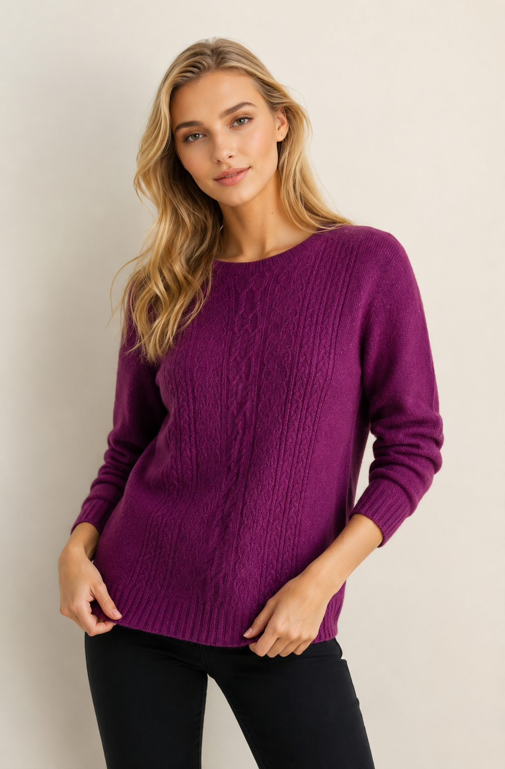 McDonald Women's Possum Merino Crew Neck Sweater - Berry