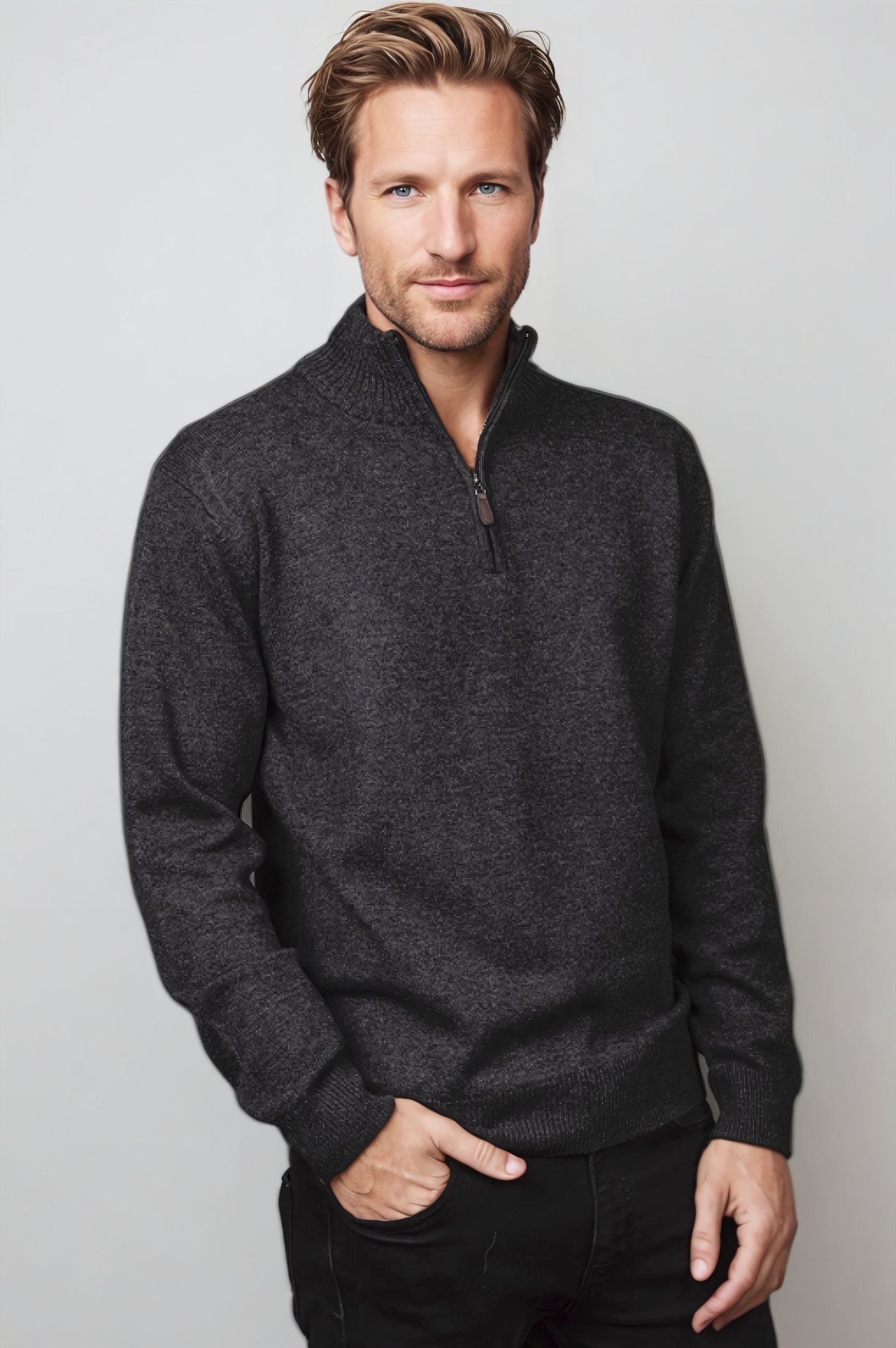 Cashmere Merino Wool half zip jumper