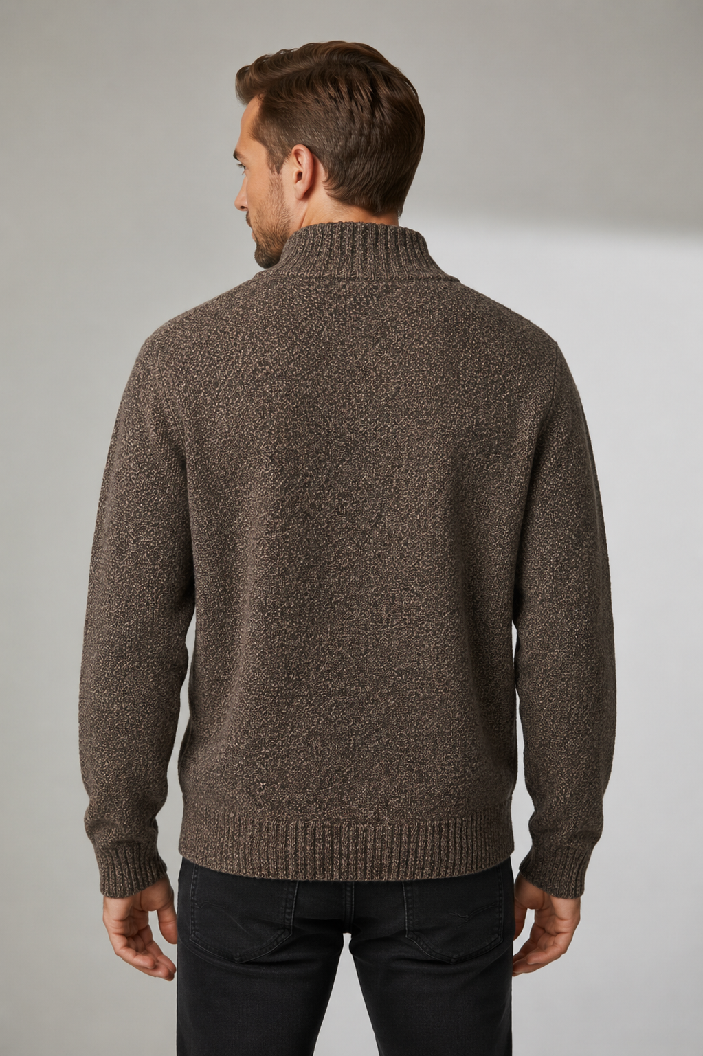 Ansett Men's Pure Wool Zip Jacket - Tan Marble