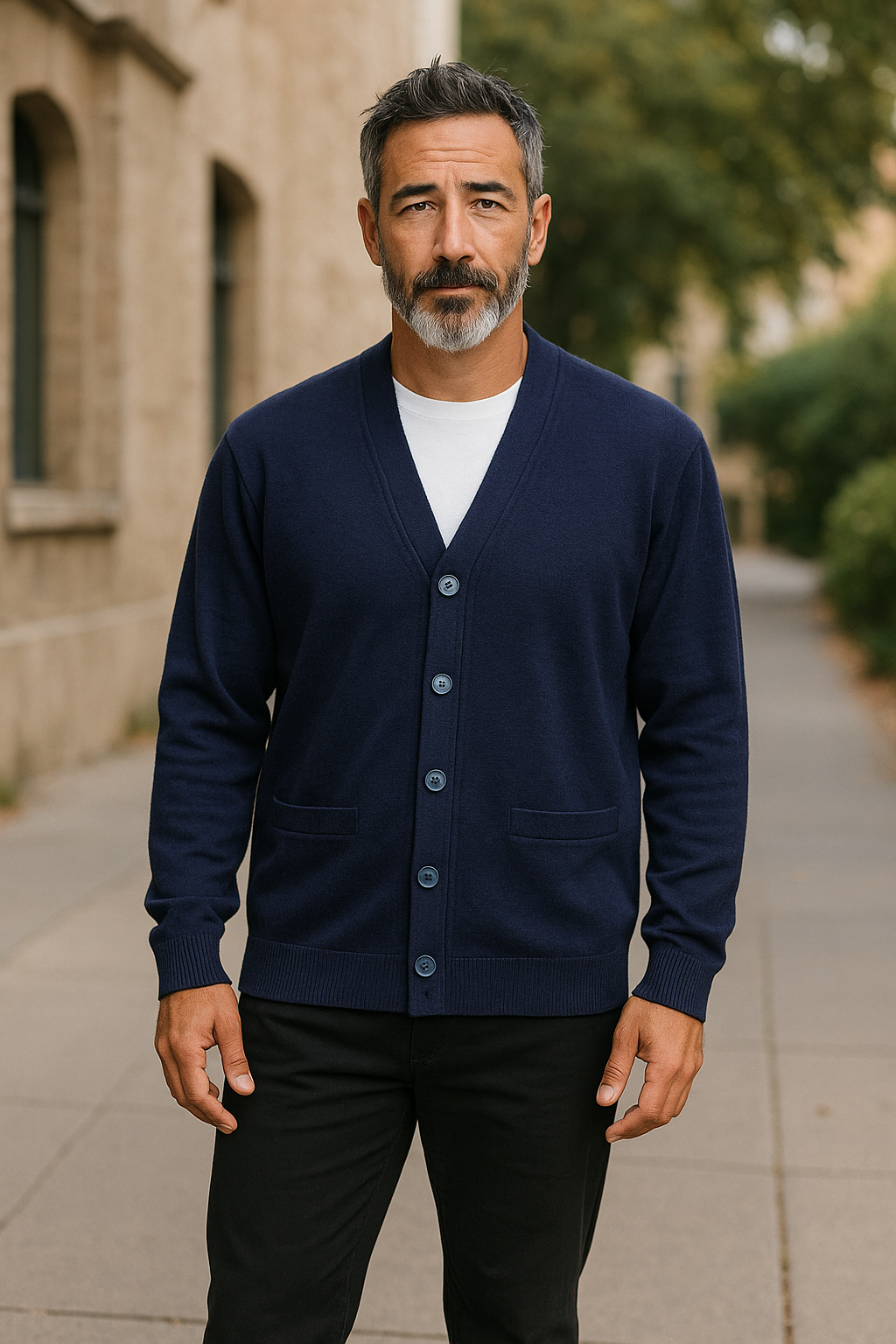 Ansett Navy Blue Super Wash Wool Cardigan