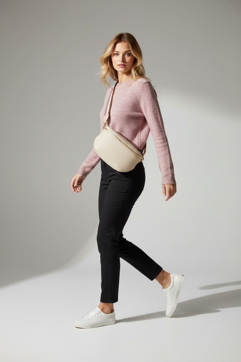 Mocha Vegan Leather Sling Crossbody Bag