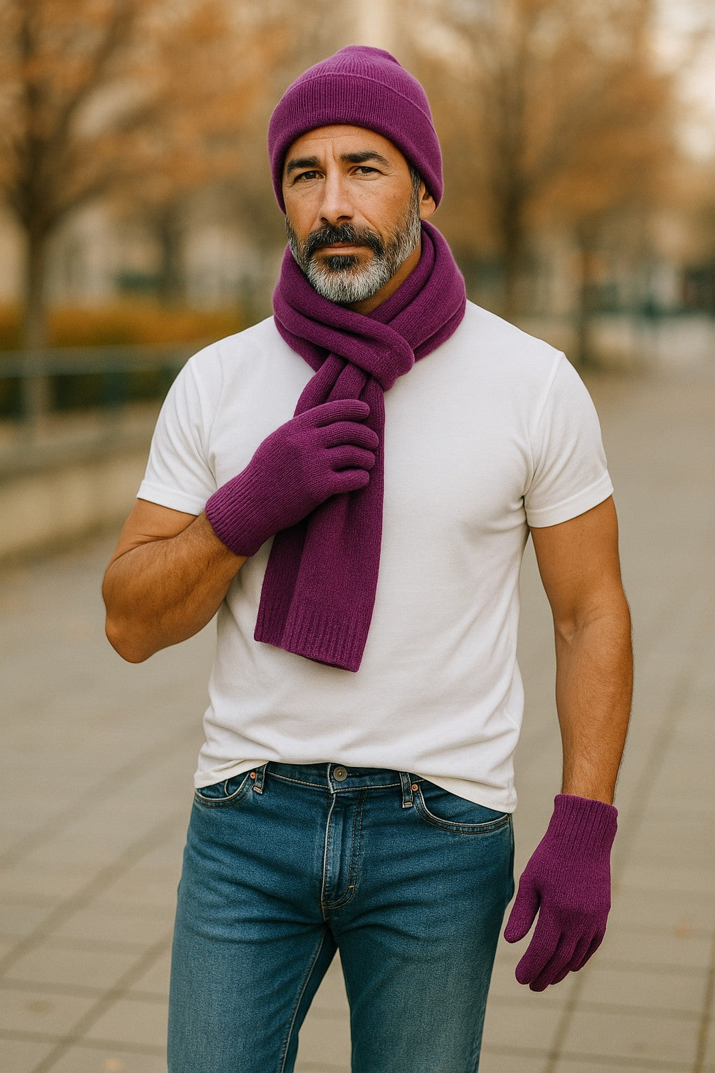 Possum Merino Beanie, Glove & Scarf Set - Berry