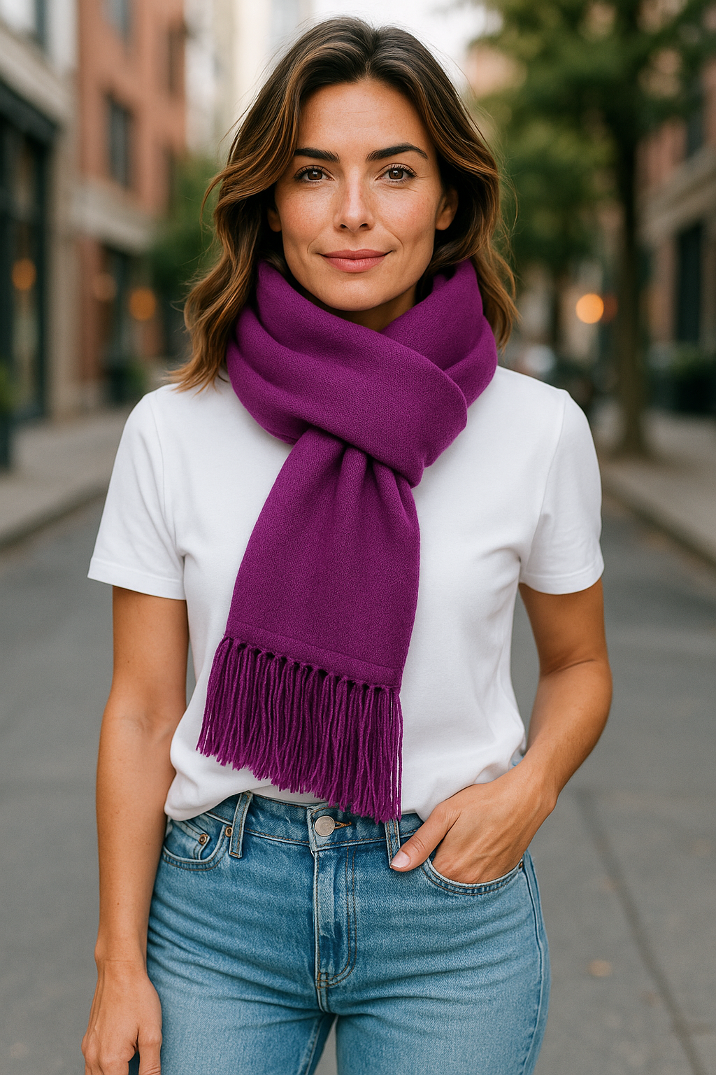 Berry Possum Merino Silk Plain Tubular Scarf