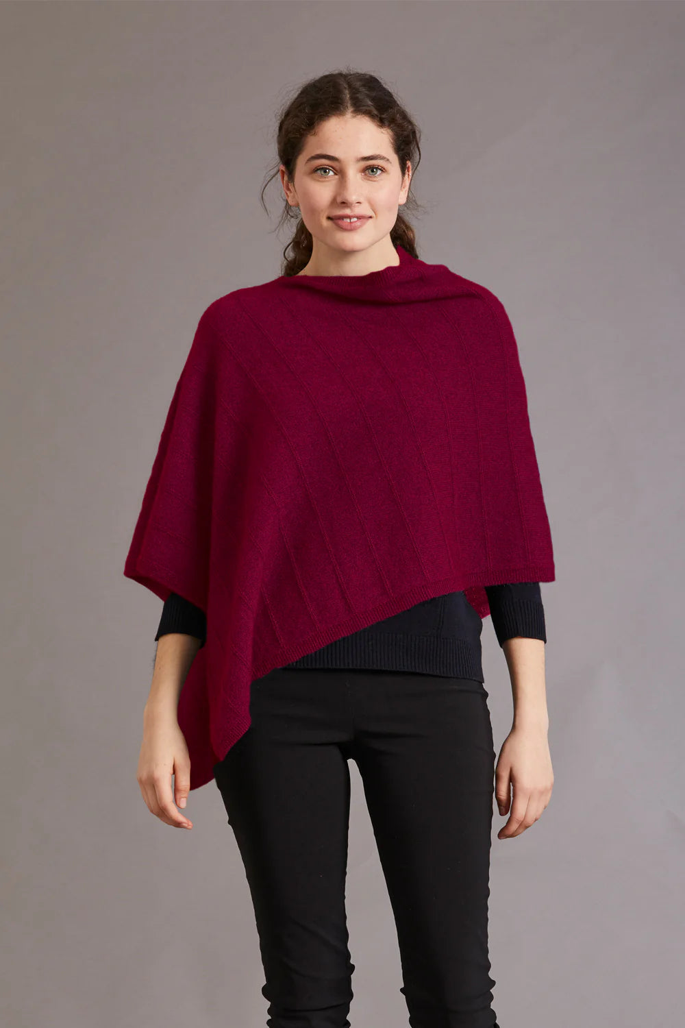 Berry McDonald Possum Merino Detail Poncho