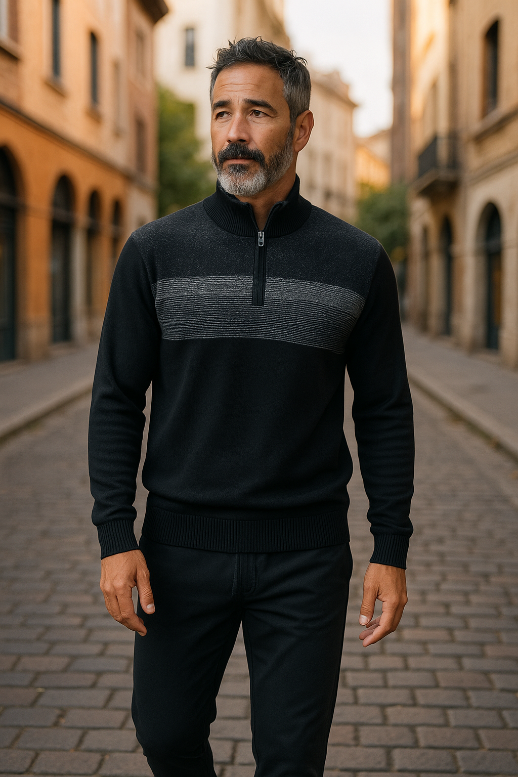 Pure Wool Half Zip Jumper 8105 Black