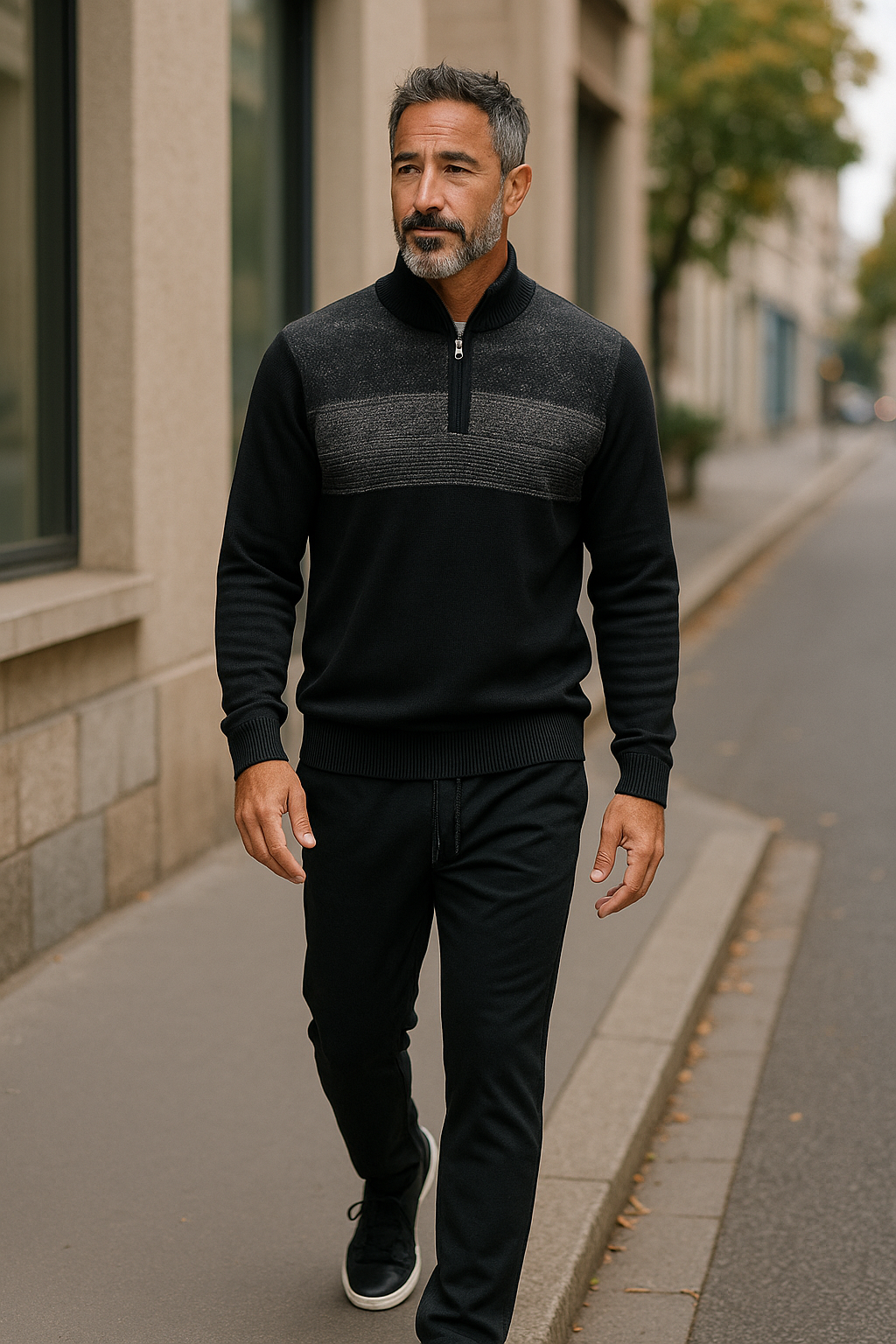 Pure Wool Half Zip Jumper 8105 Black