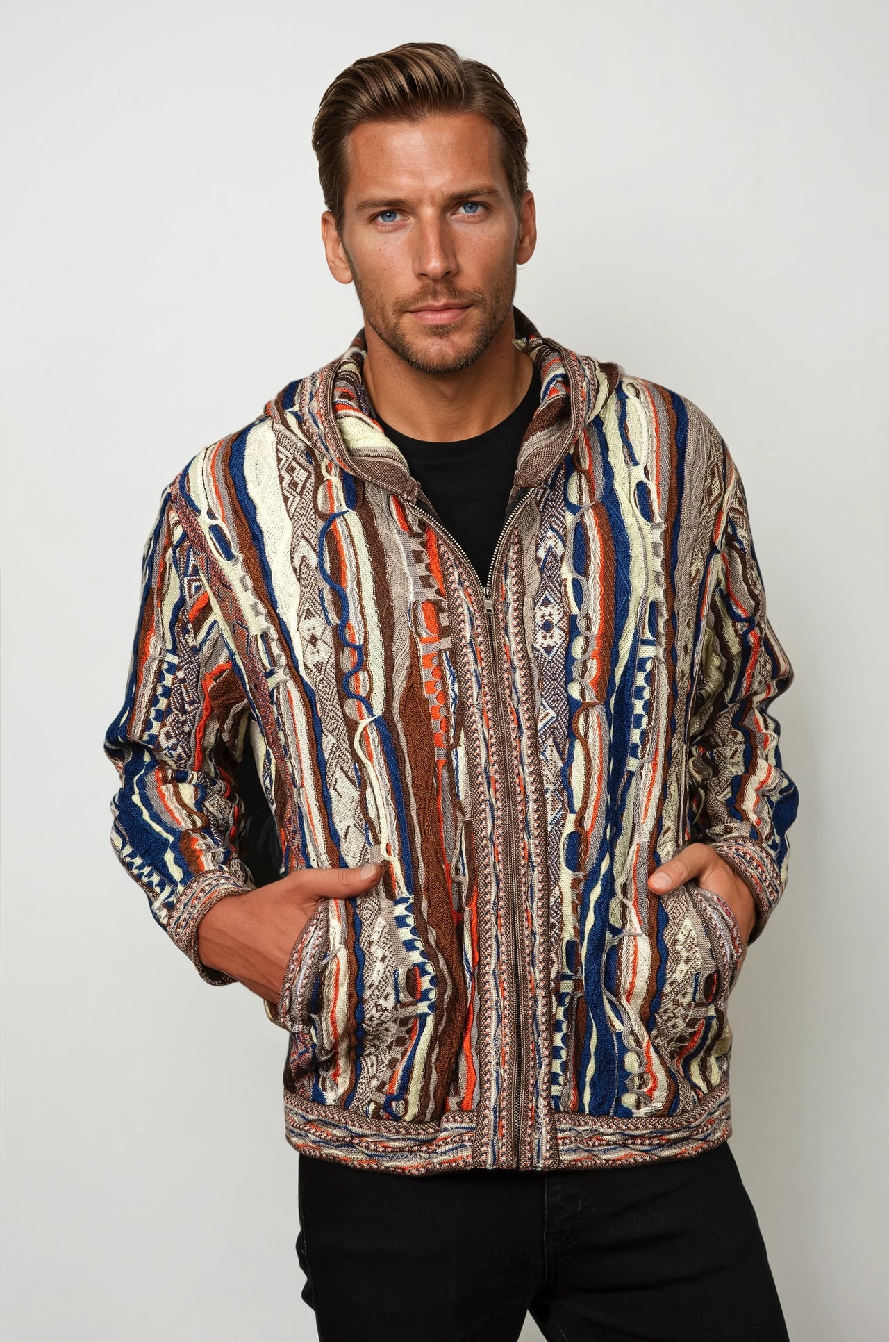 Force - Uluru Zip Hood Sweater Jacket Merino Wool 3D Geccu Knitwear