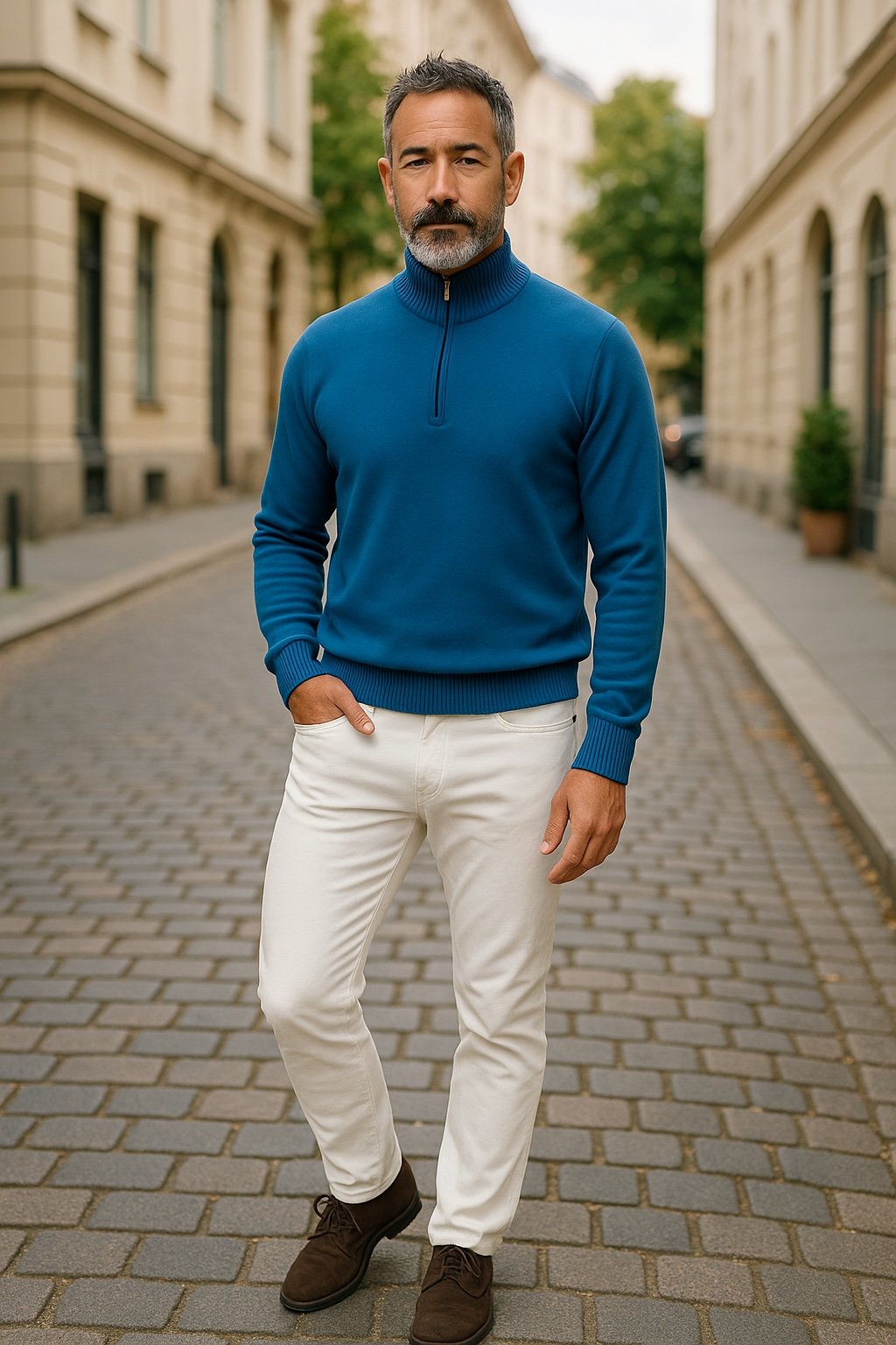 Ansett Teal Green Half Zip Cashmere Merino Wool Jumper