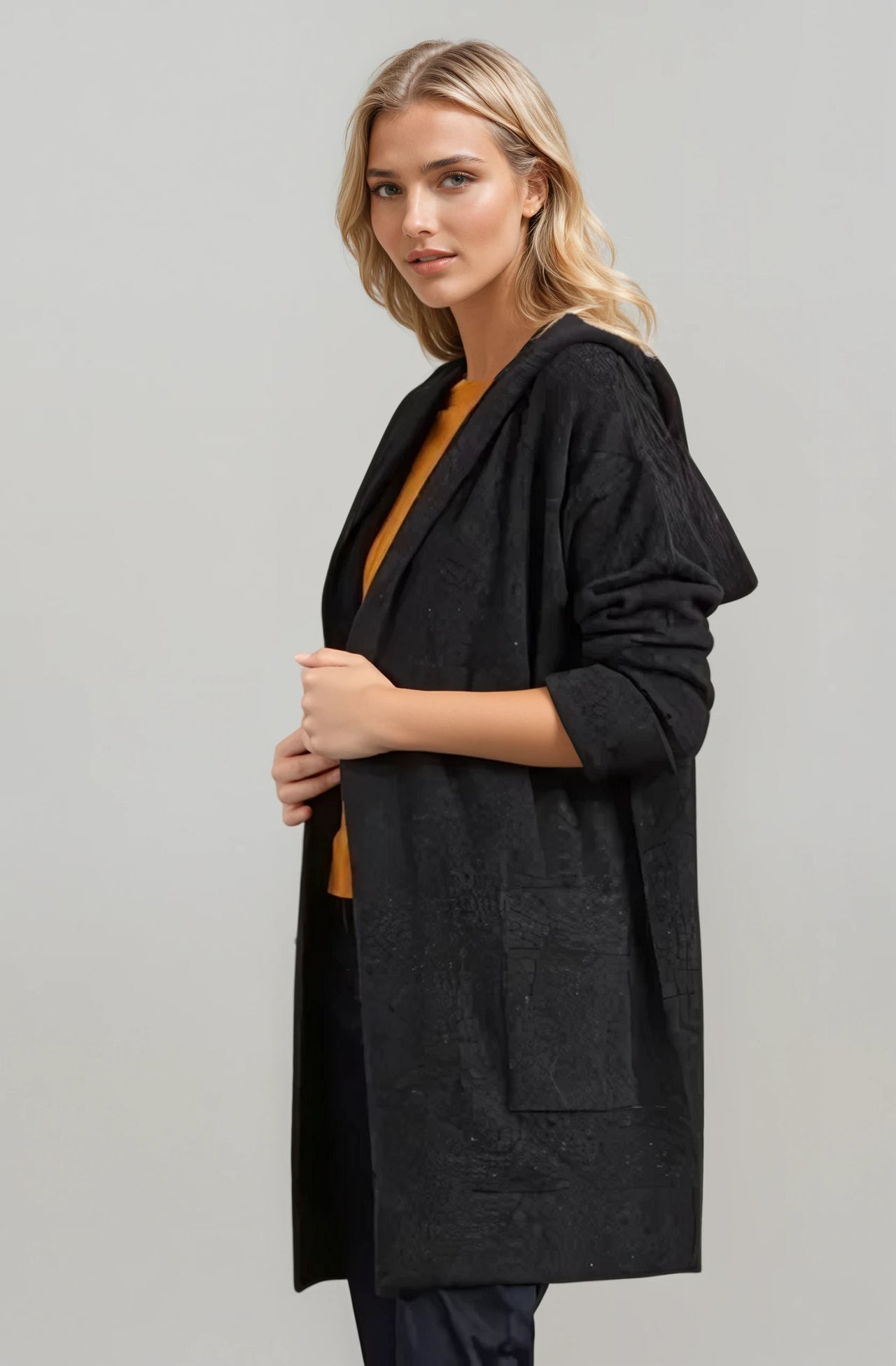 Charcoal McDonald Possum Merino Oversize Hood Jacket