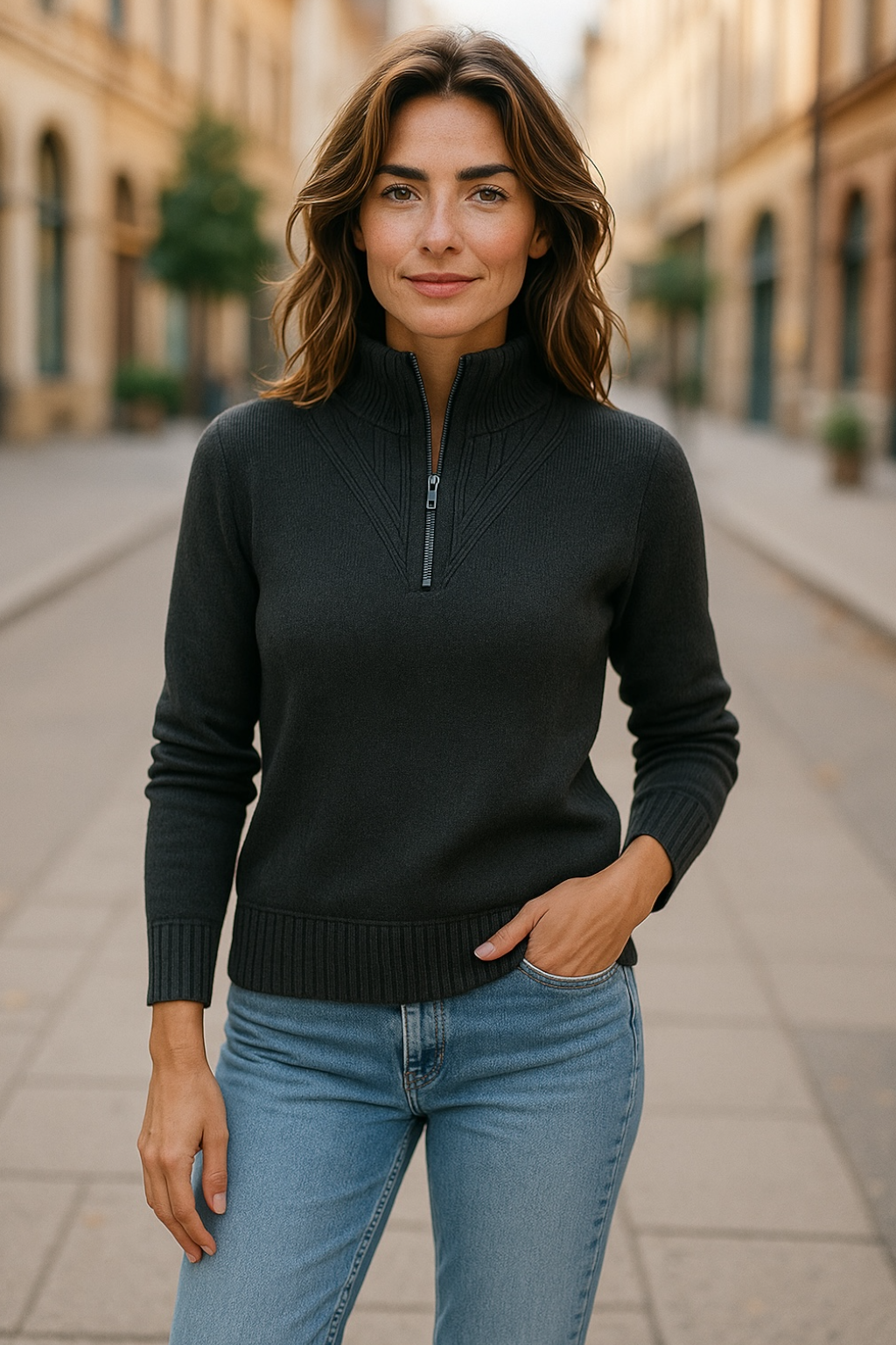 Charcoal Grey Possum Merino Qtr Zip Jumper