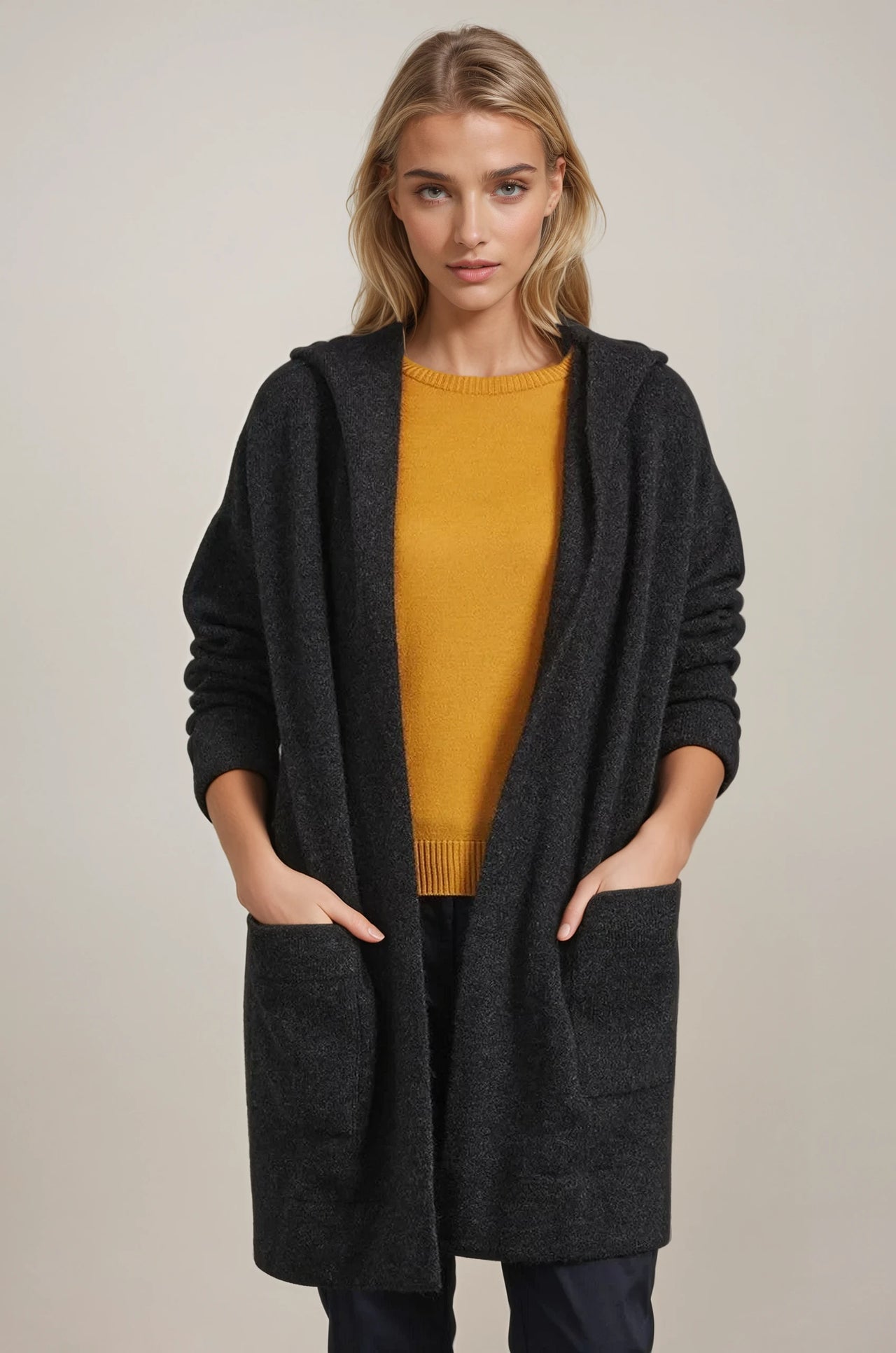Charcoal McDonald Possum Merino Oversize Hood Jacket