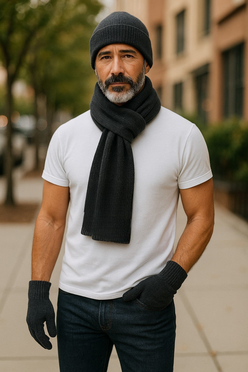 Possum Merino Beanie, Glove & Scarf Set - Charcoal