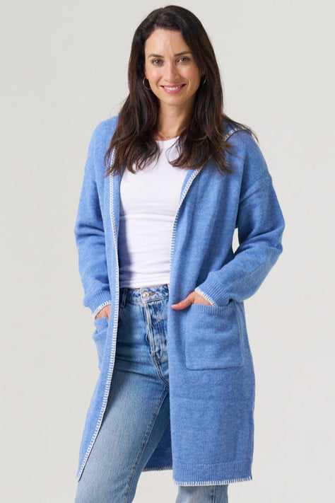 Light Blue Stitched Oversized Hoodie