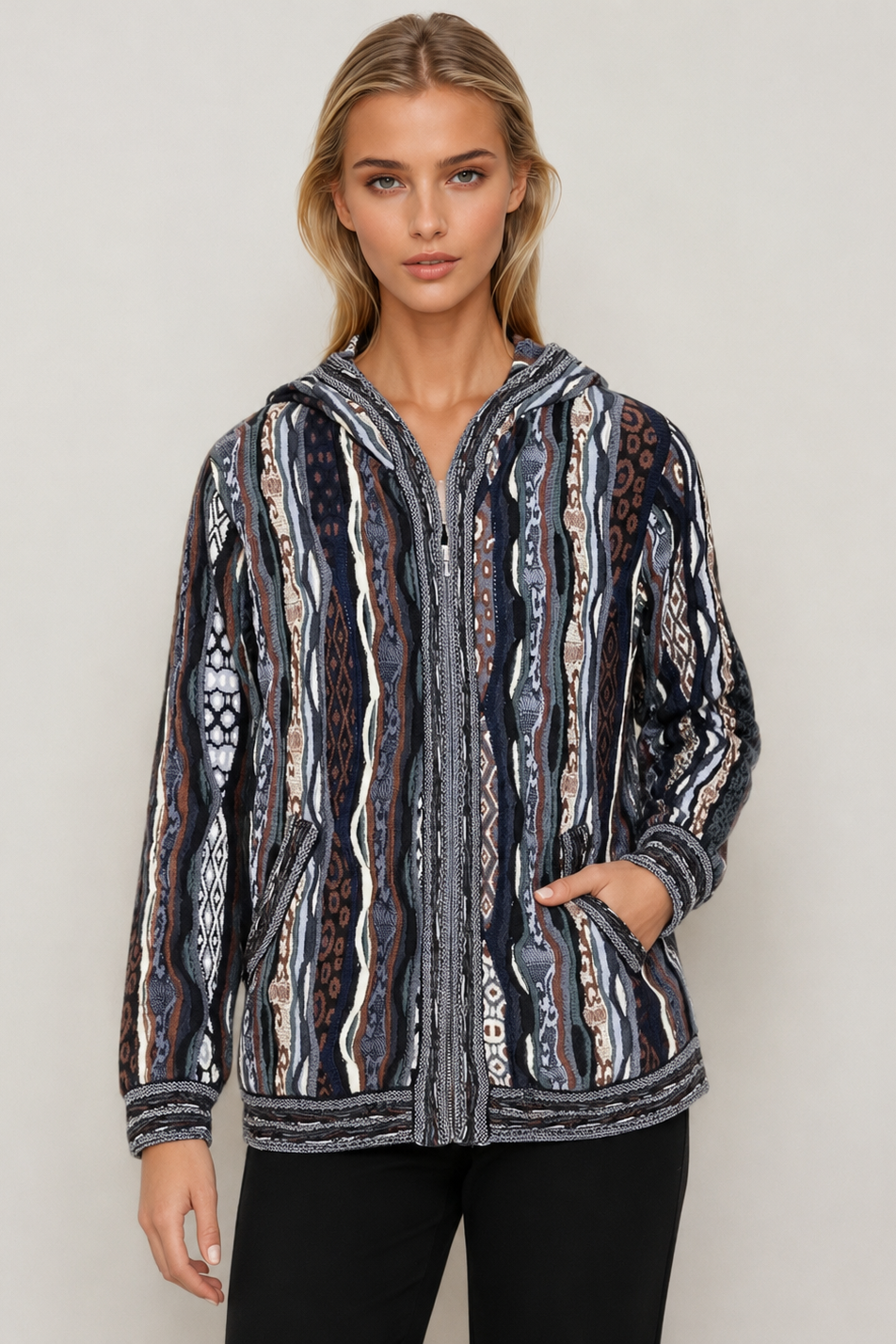 Force - Earth Zip Hood Sweater Jacket Merino Wool 3D Geccu Knitwear