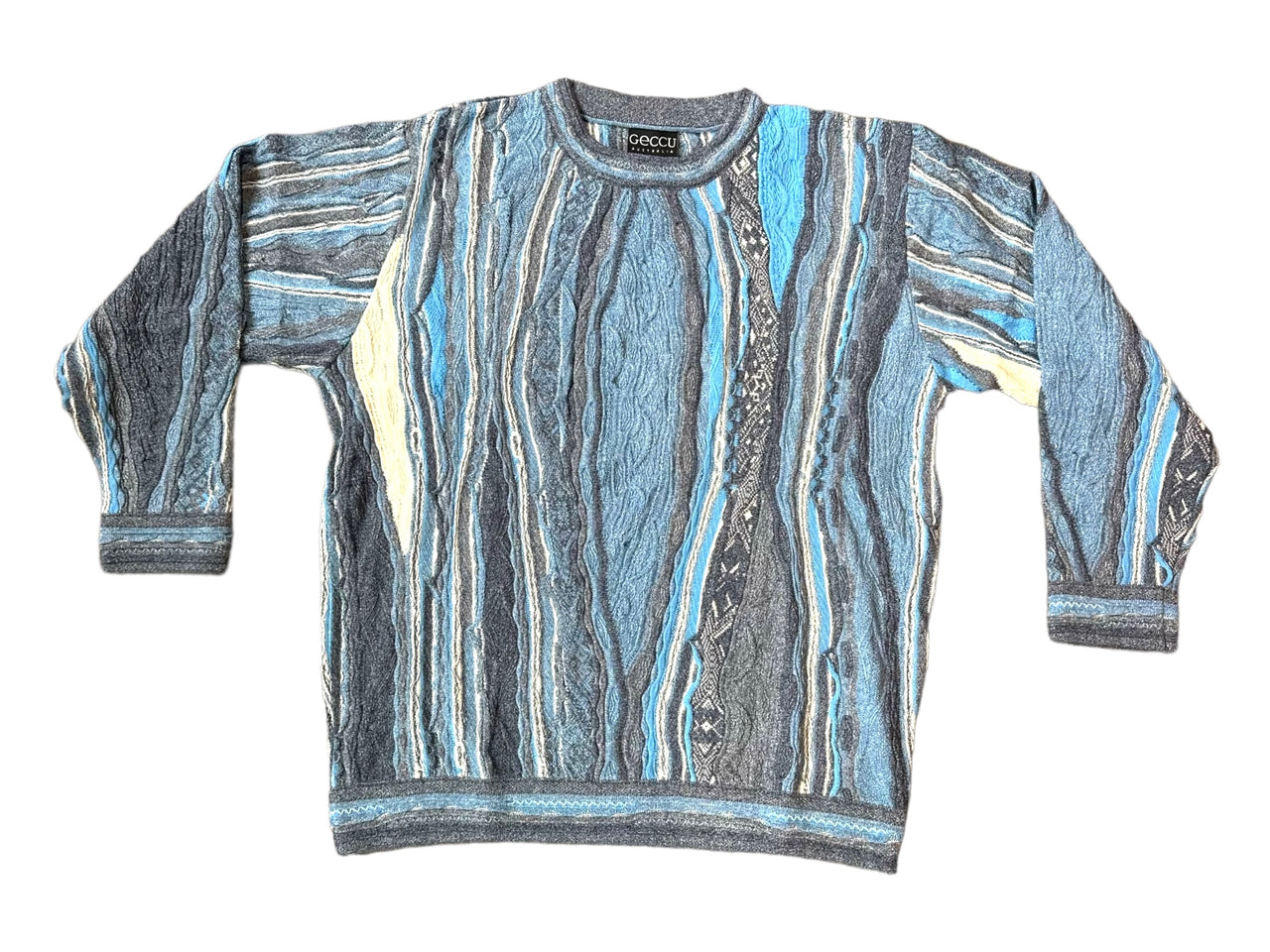 Crown - Denim Sweater Jumper Cotton 3D Geccu Knitwear