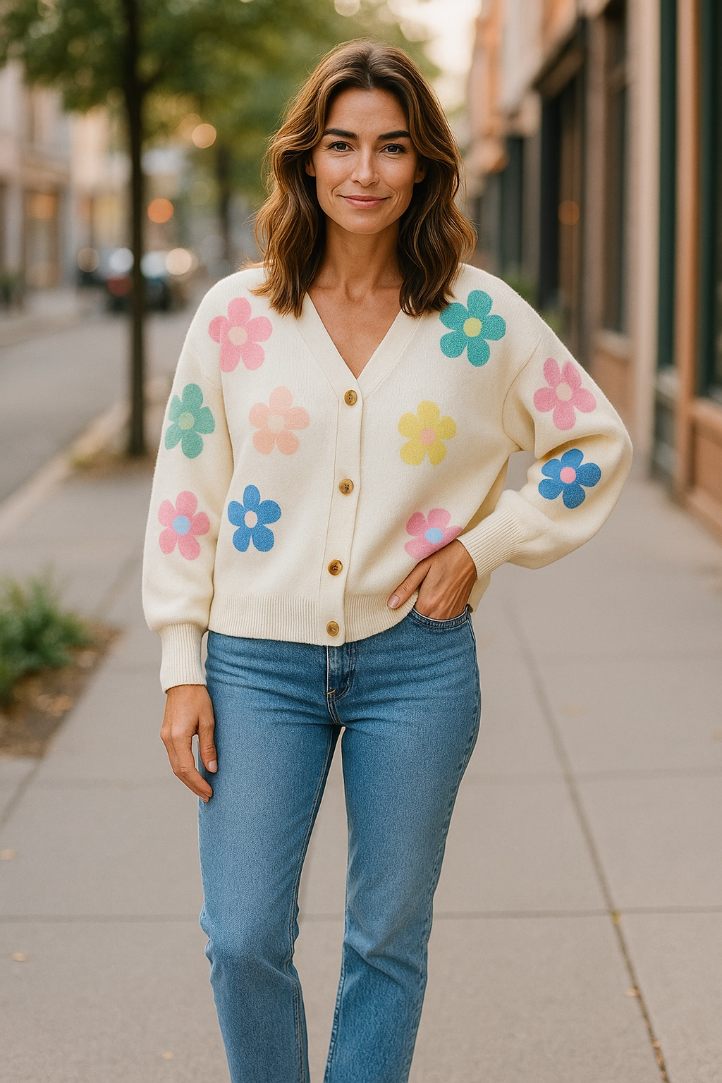 Cream Flower Cardi
