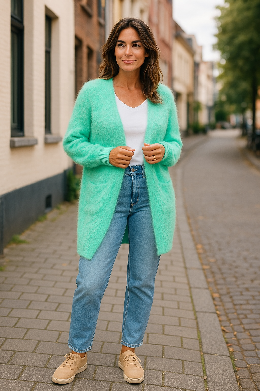 Light Green Fluffy Oversized Cardigan