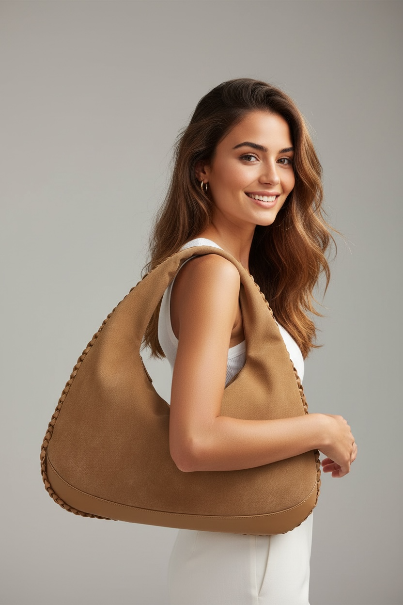 Marcella Taupe Vegan Suede Tote Bag