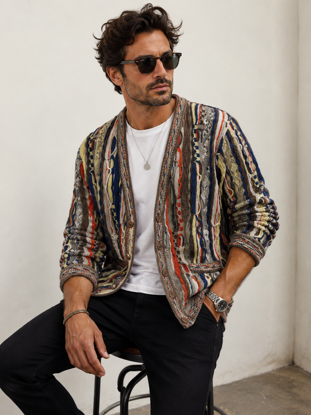 Force - Uluru V Cardigan Merino Wool 3D Geccu Knitwear