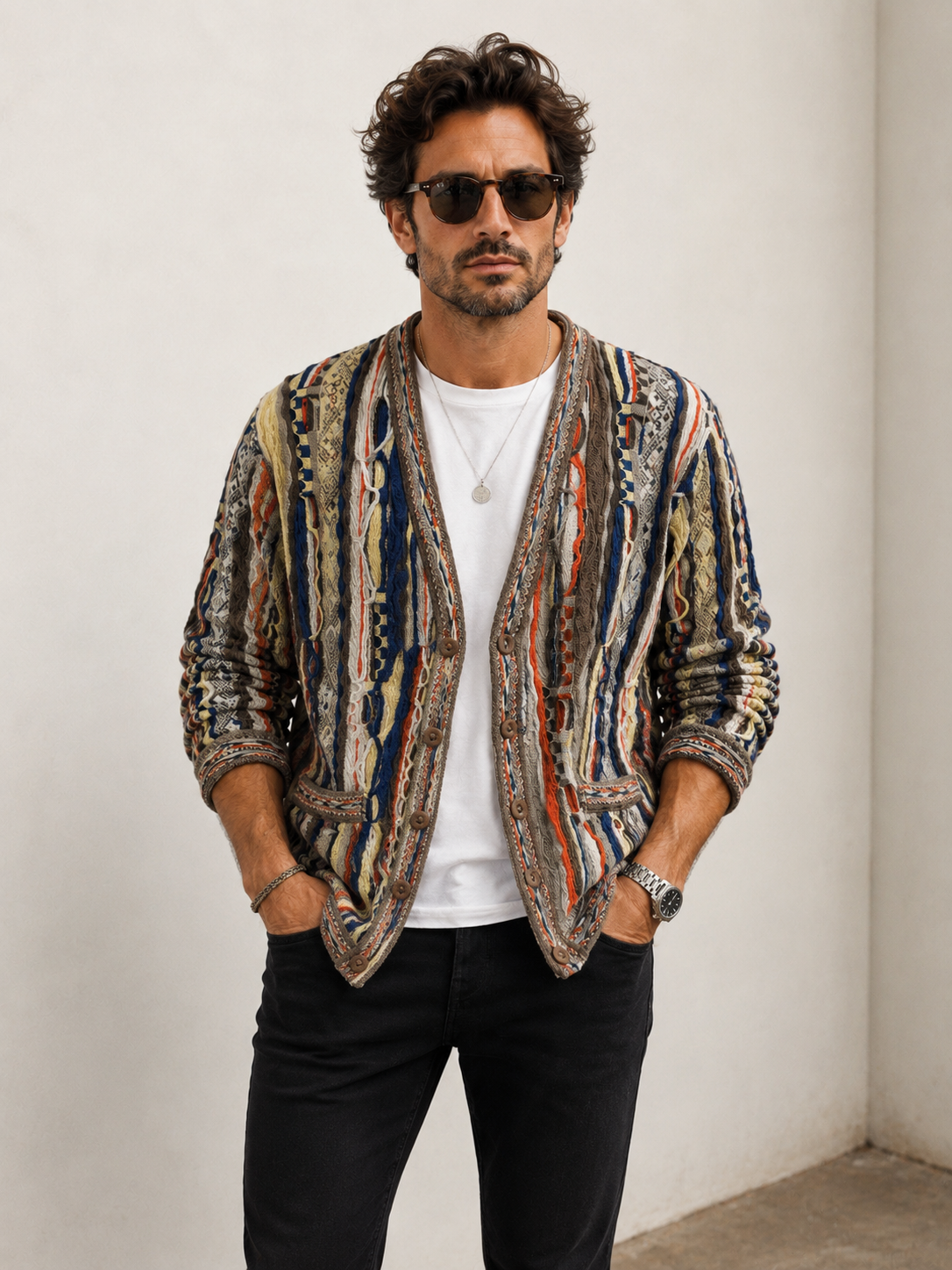 Force - Uluru V Cardigan Merino Wool 3D Geccu Knitwear