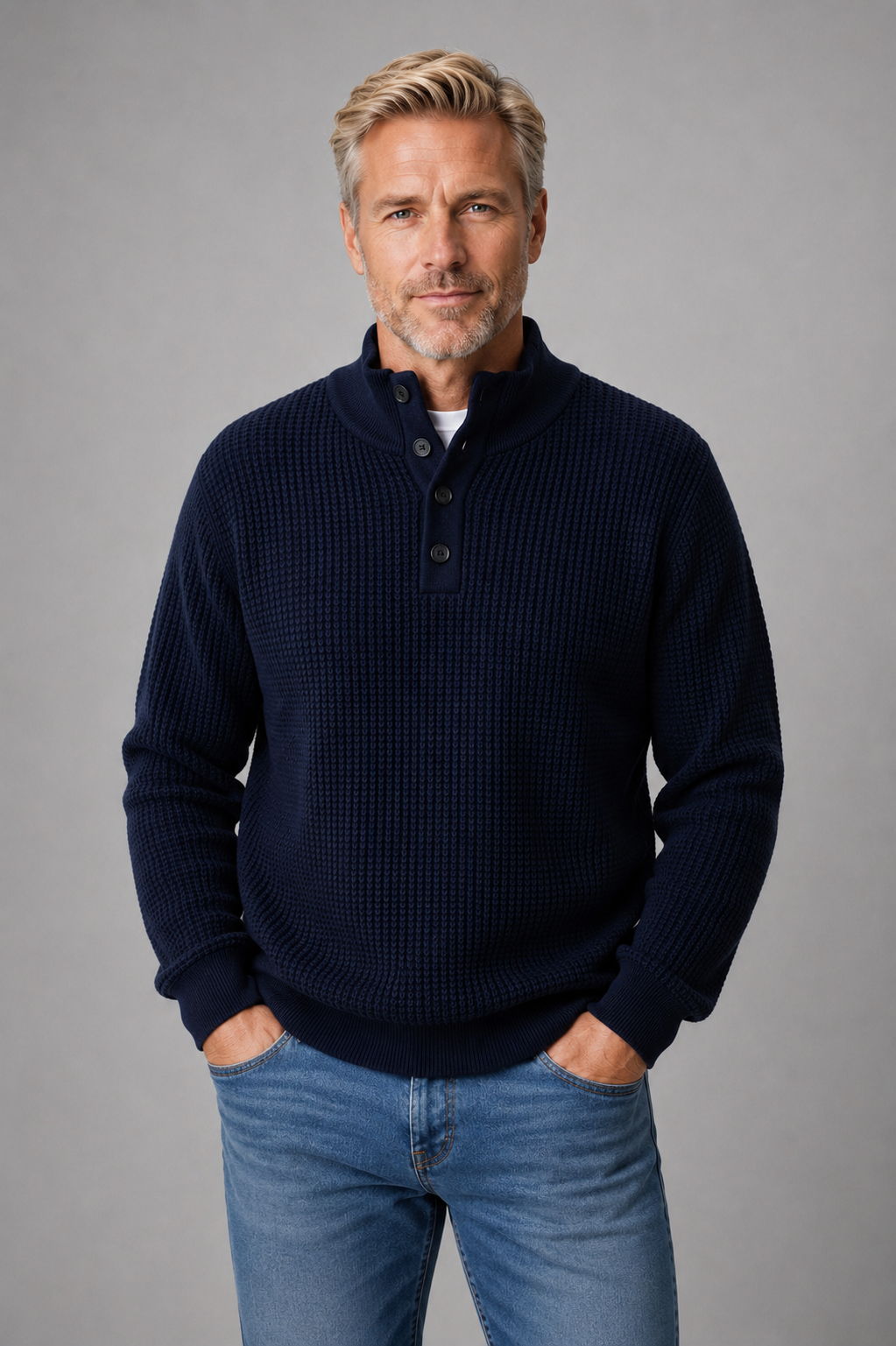Men's Pure Wool Chunky Knit Jumper – Navy