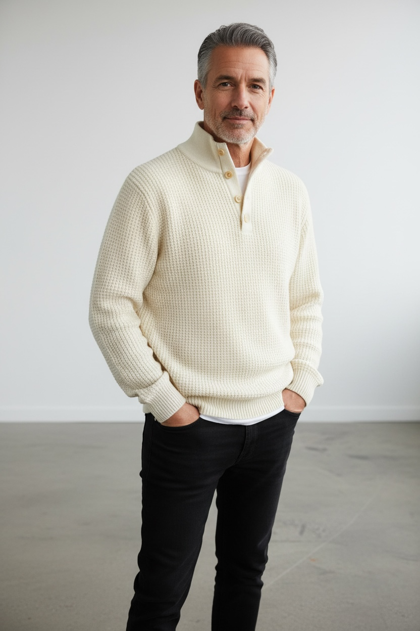Men's Ansett Pure Wool Chunky Knit Jumper - Cream
