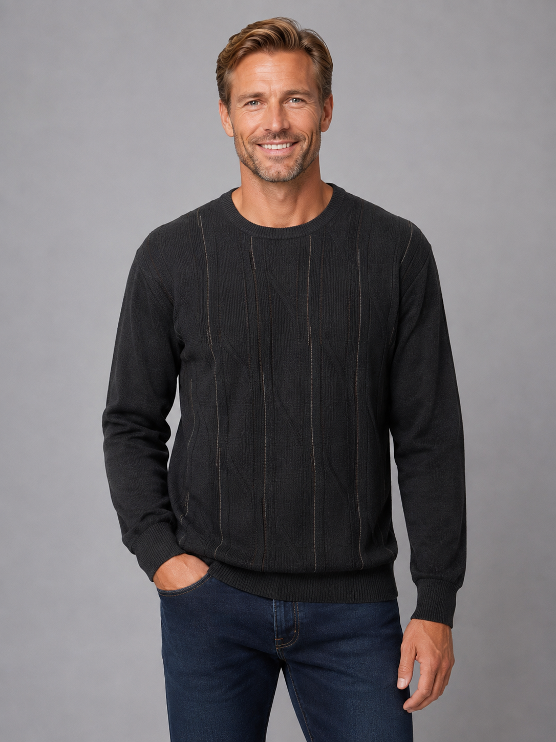 Tradewinds By Ansett Mens Crew Neck Jumper - 9302 Charcoal