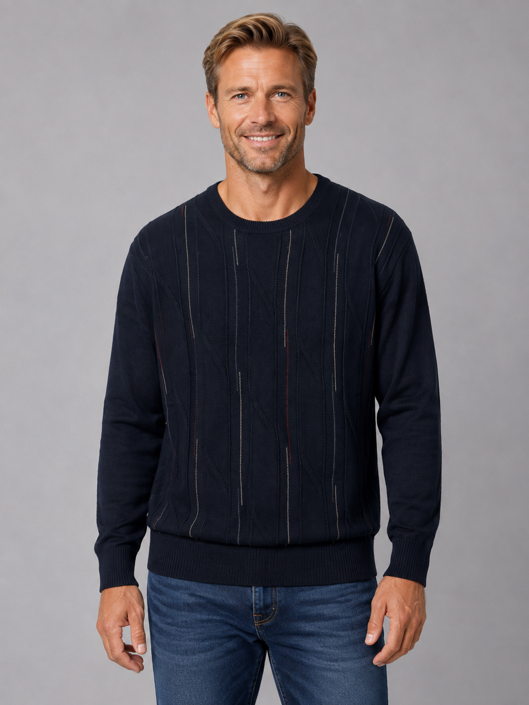 Tradewinds By Ansett Mens Crew Neck Jumper - 9302 Navy Blue