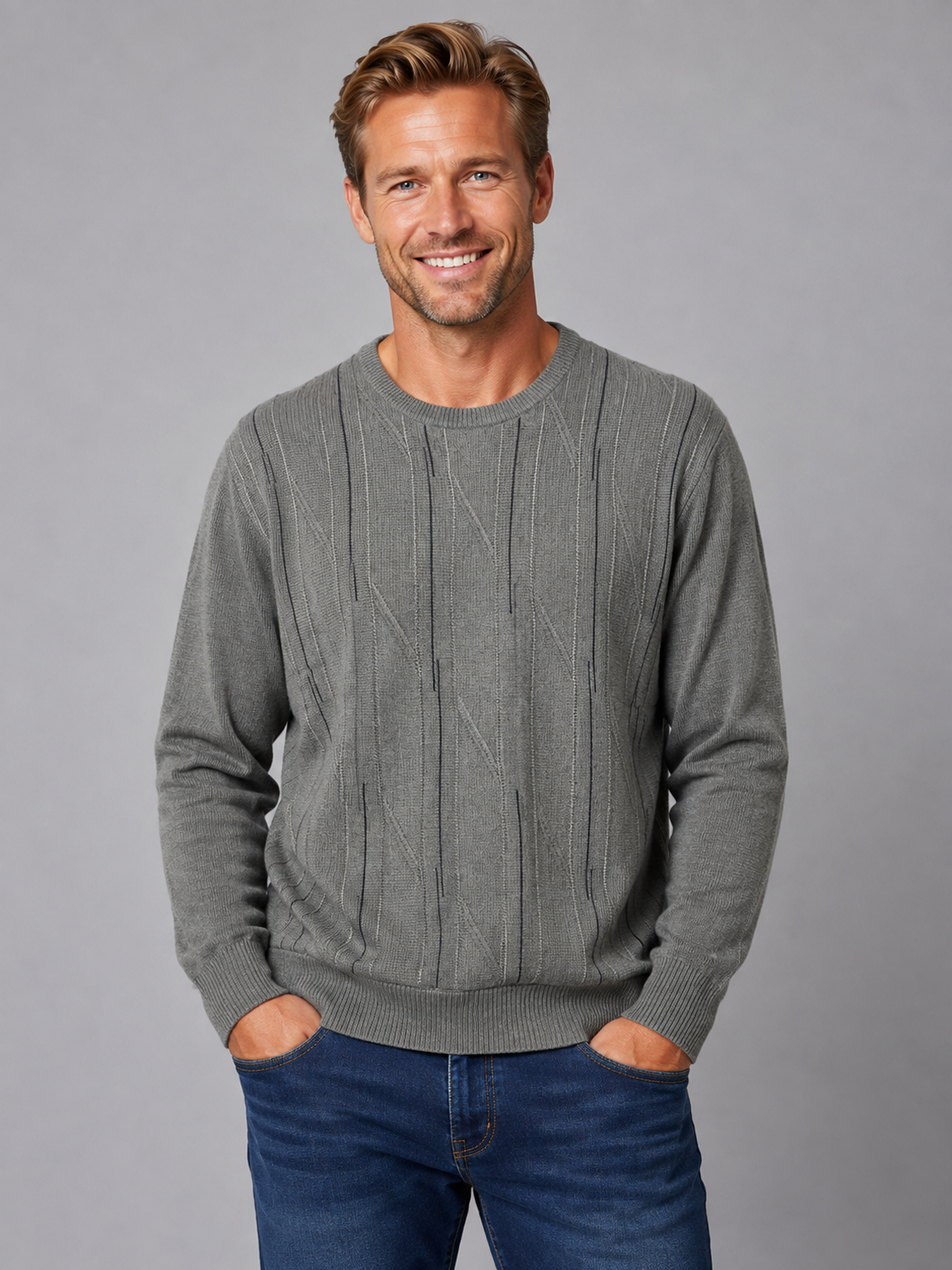 Tradewinds By Ansett Mens Crew Neck Jumper - 9302 Shale Grey