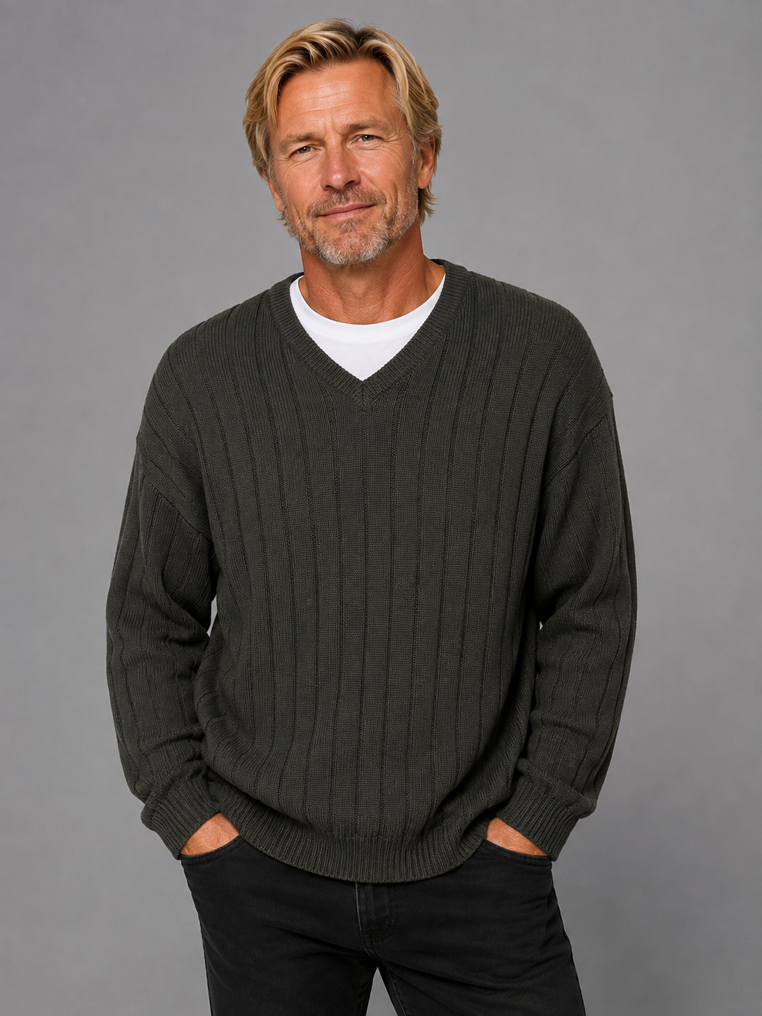 Army V Neck Jumper - Tradewinds By Ansett