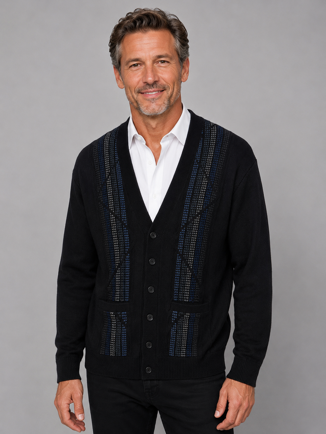 Mens V Neck Cardigan - Tradewinds By Ansett - Navy