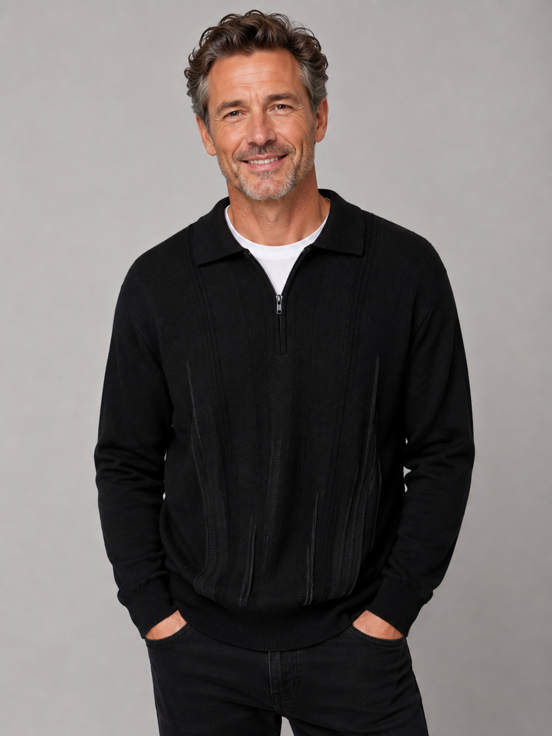 Mens Qtr Zip Jumper - Tradewinds By Ansett - Black