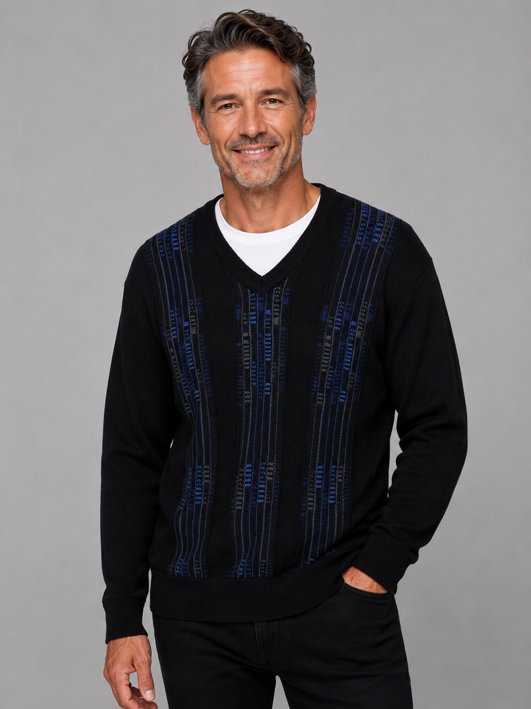 Mens V Neck Jumper - Tradewinds By Ansett - Navy
