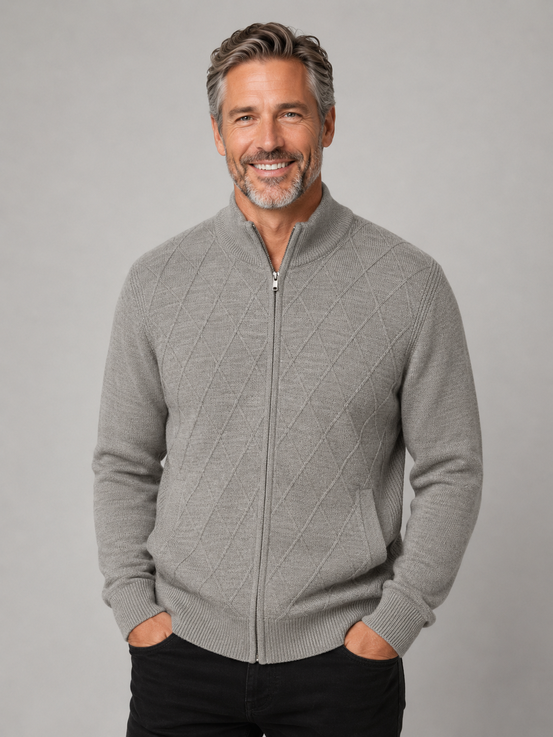 Pigeon Patterned Pure Wool Ansett Full Zip Jacket