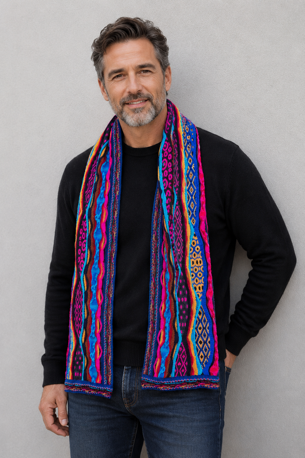 Geccu Men's Colourful Merino Wool Scarf - Force Bright