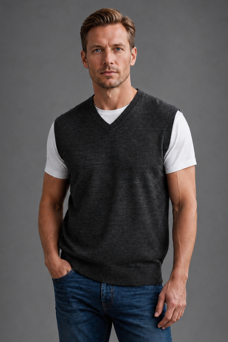 Ansett Charcoal Grey Merino Wool Fine Weight Vest