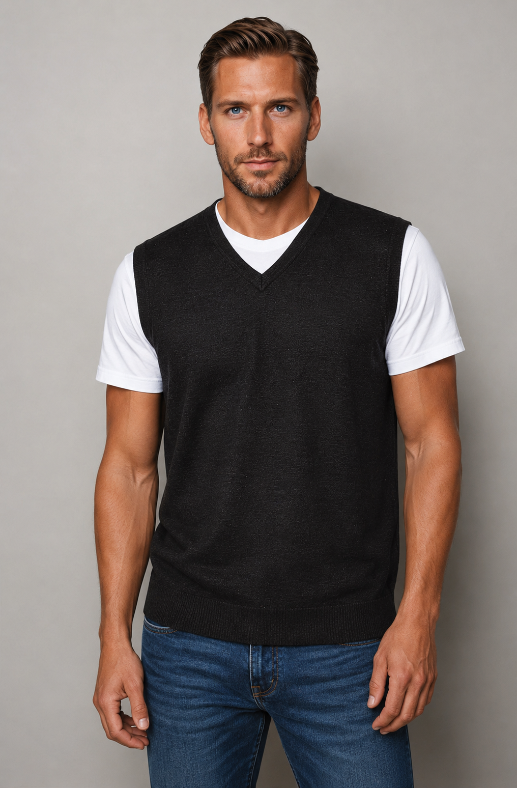 Ansett Charcoal Grey Merino Wool Fine Weight Vest