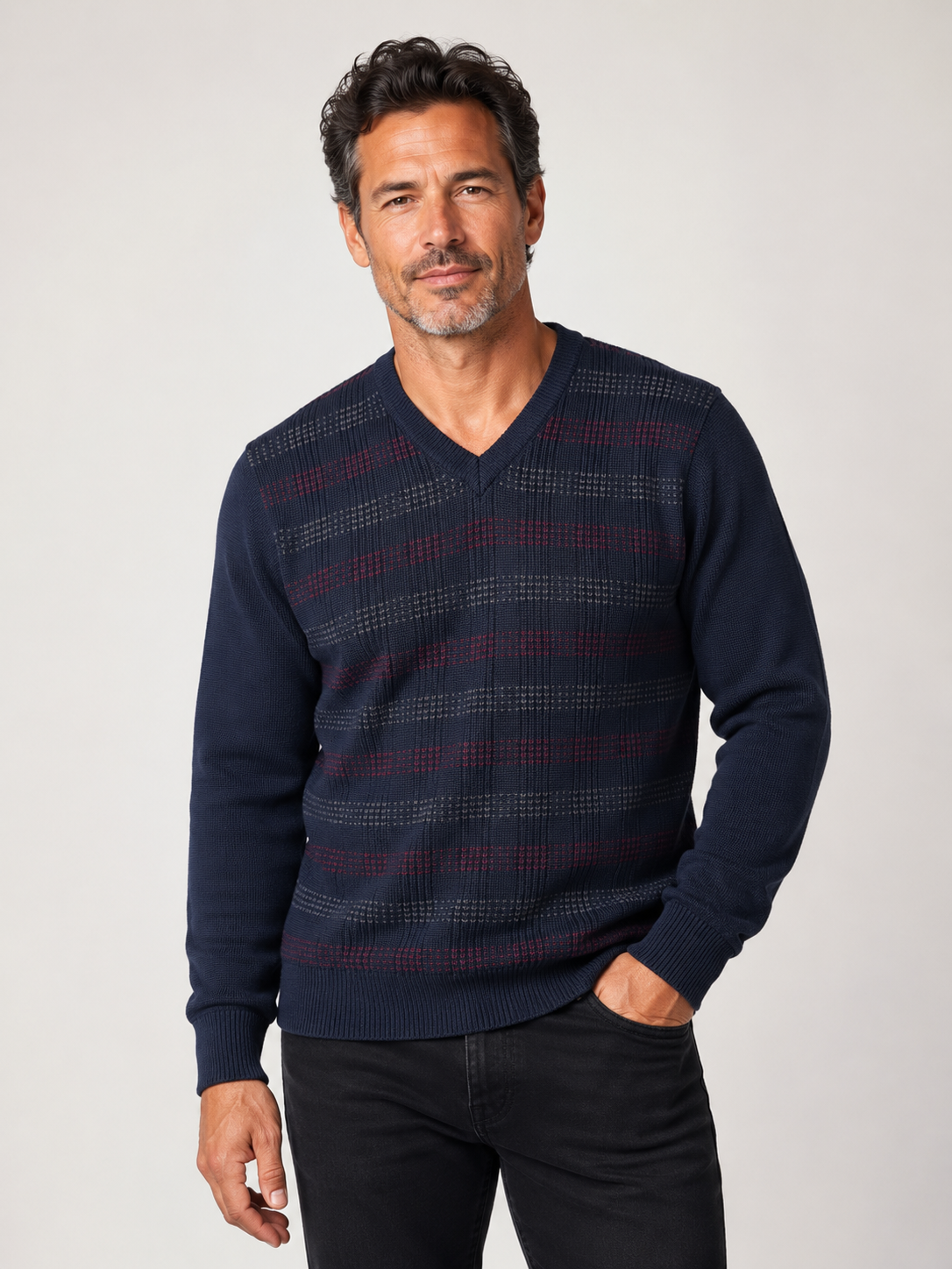 9353 Navy V Neck Jumper - Tradewinds By Ansett